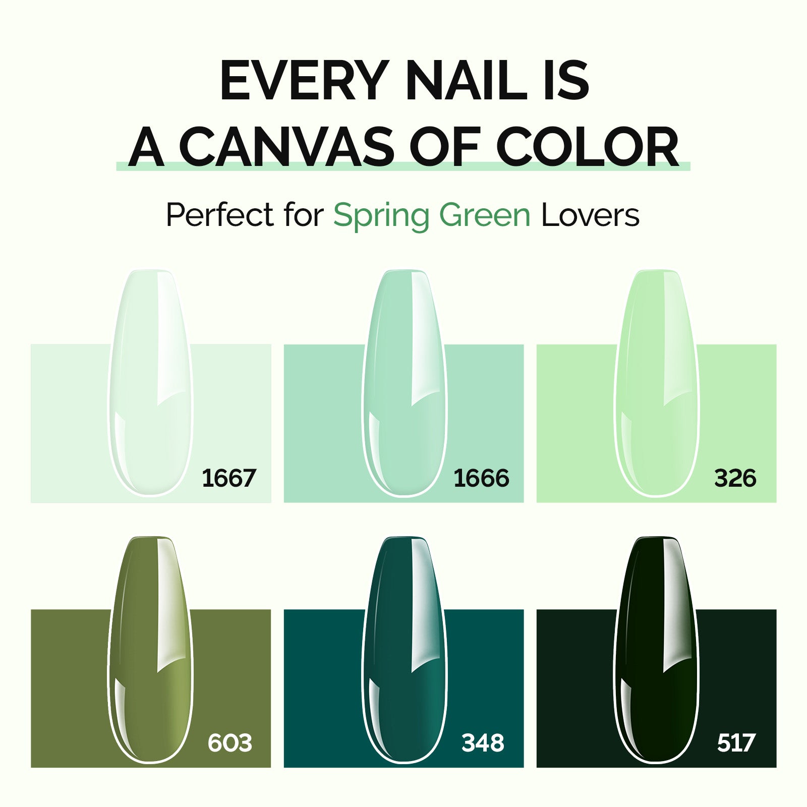 6 Colors TPO-Free Thick Gel Nail Polish Set 15ml - Spring Green