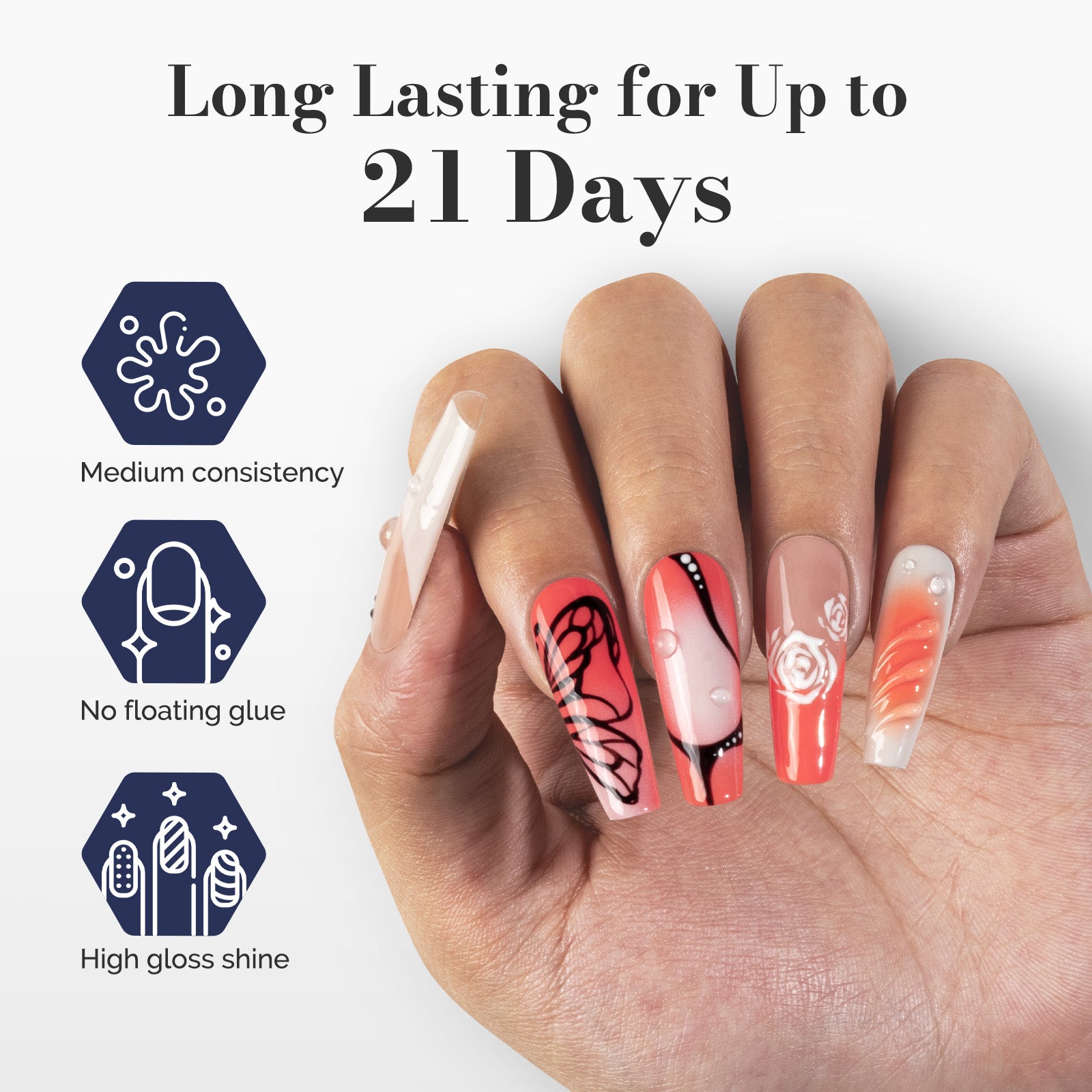 Fleurwee HEMA-Free & HPMA-Free & TPO-Free Gel Polish 2Pcs Coral Orange&Milky White-P04+P25