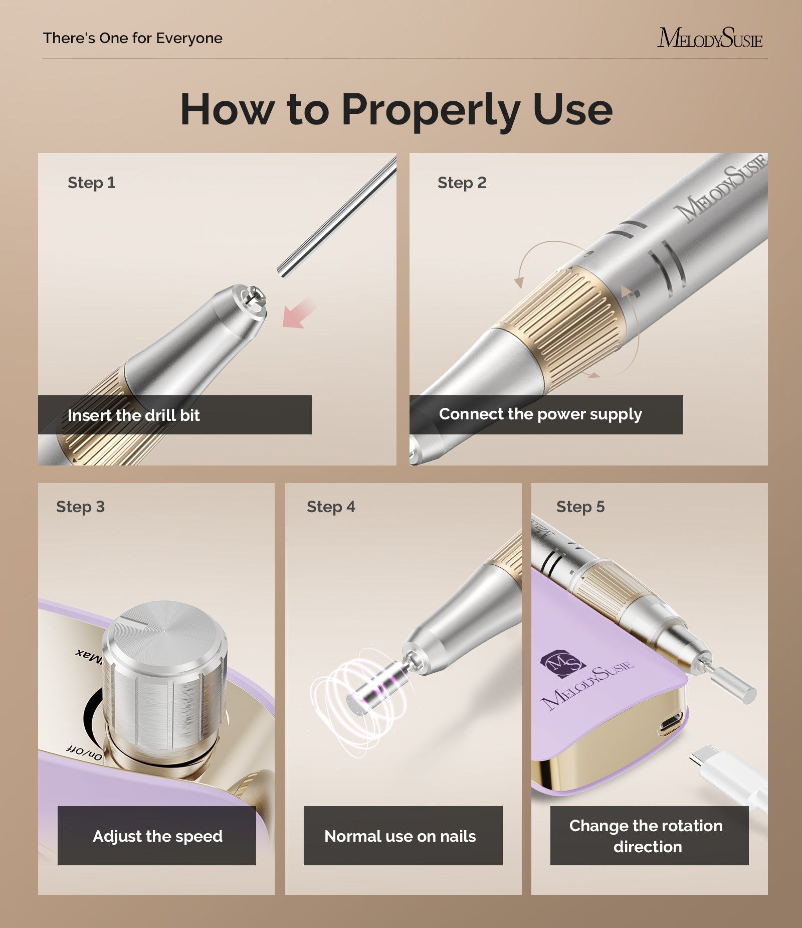 SC320F Rechargeable Nail Drill 30000RPM - Purple