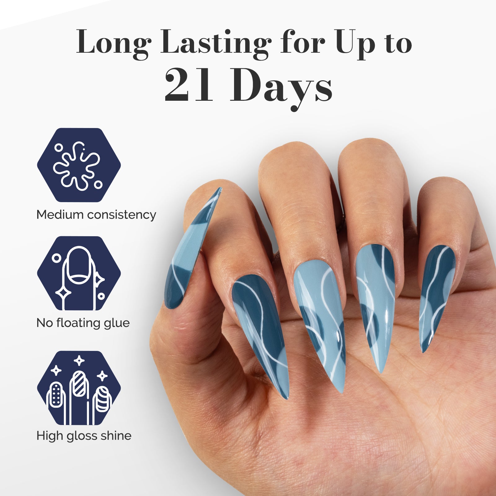 Fleurwee HEMA-Free & HPMA-Free & TPO-Free Gel Polish 2Pcs Gray Blue&Dark Indigo Blue-P16+P32