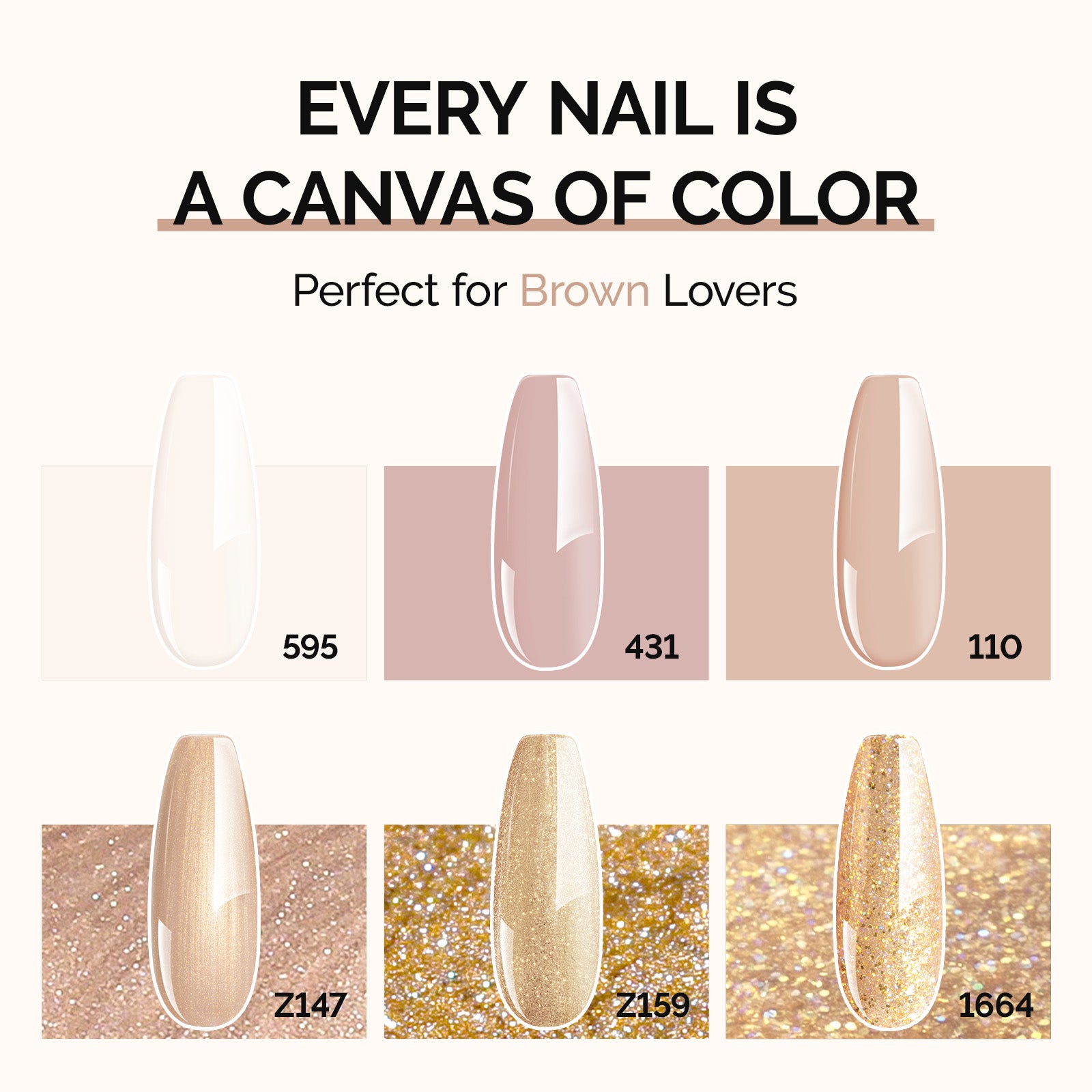 6 Colors TPO-Free Thick Gel Nail Polish Set 15ml - Brown