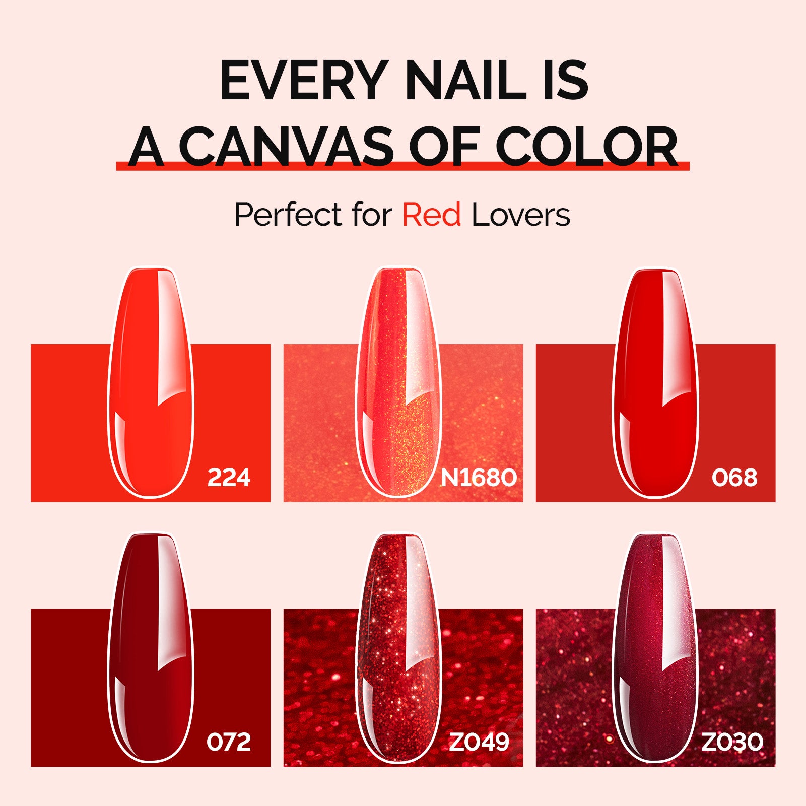 6 Colors TPO-Free Thick Gel Nail Polish Set 15ml - Red