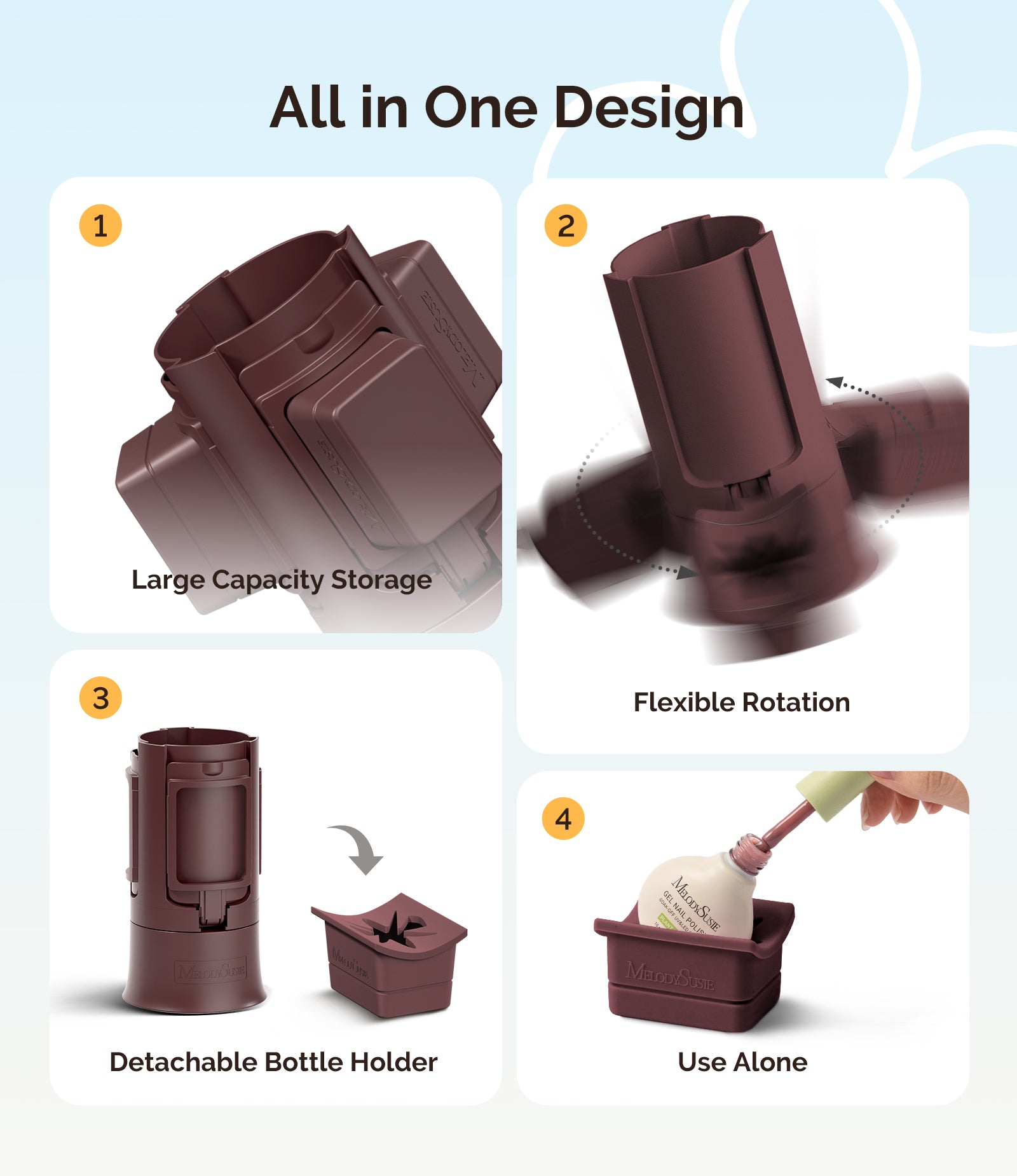 GelCarousel Rotatable Nail Art DIY Station - Brown