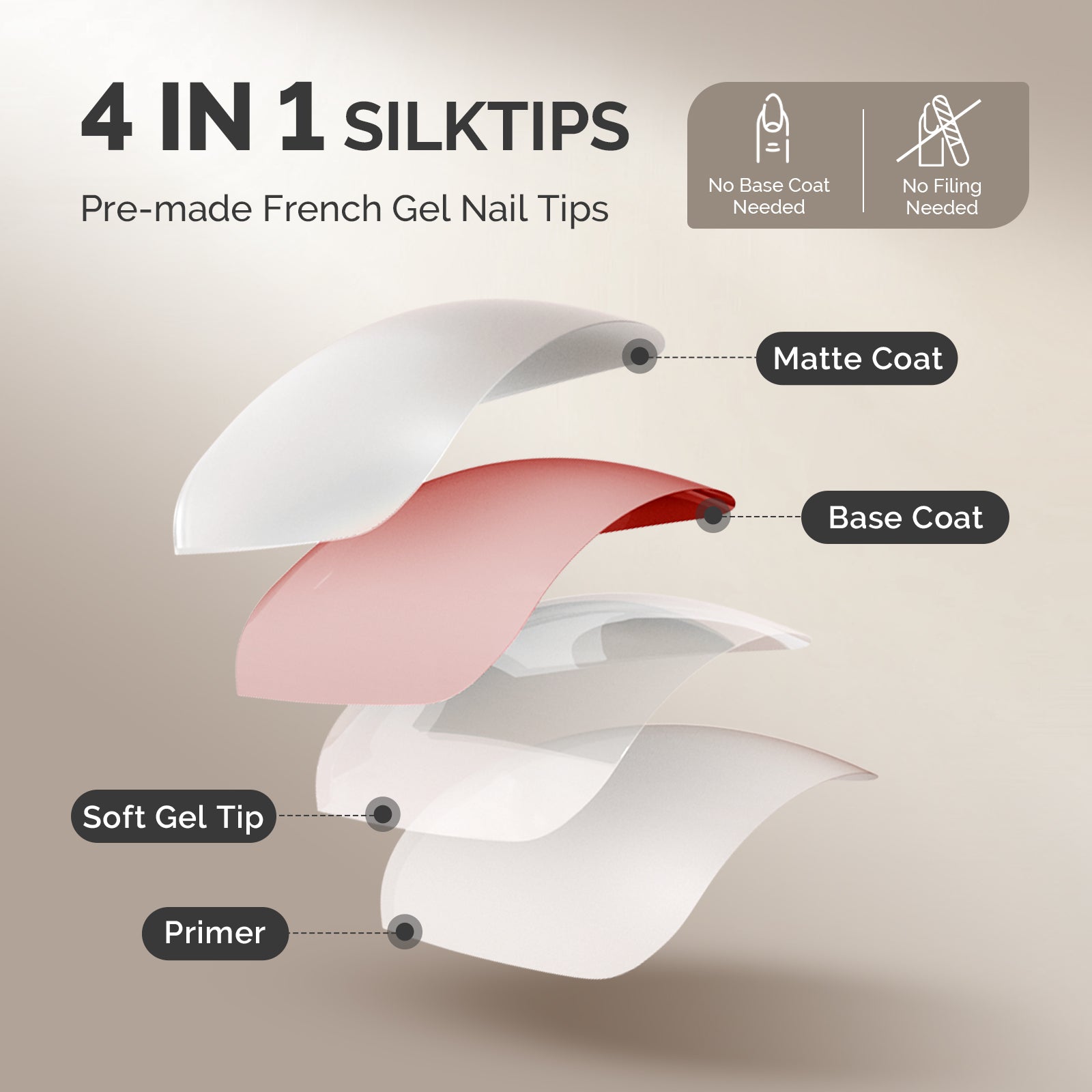 SilkTips 4 in 1 French Soft Gel Nail Tips - 150Pcs (US ONLY)