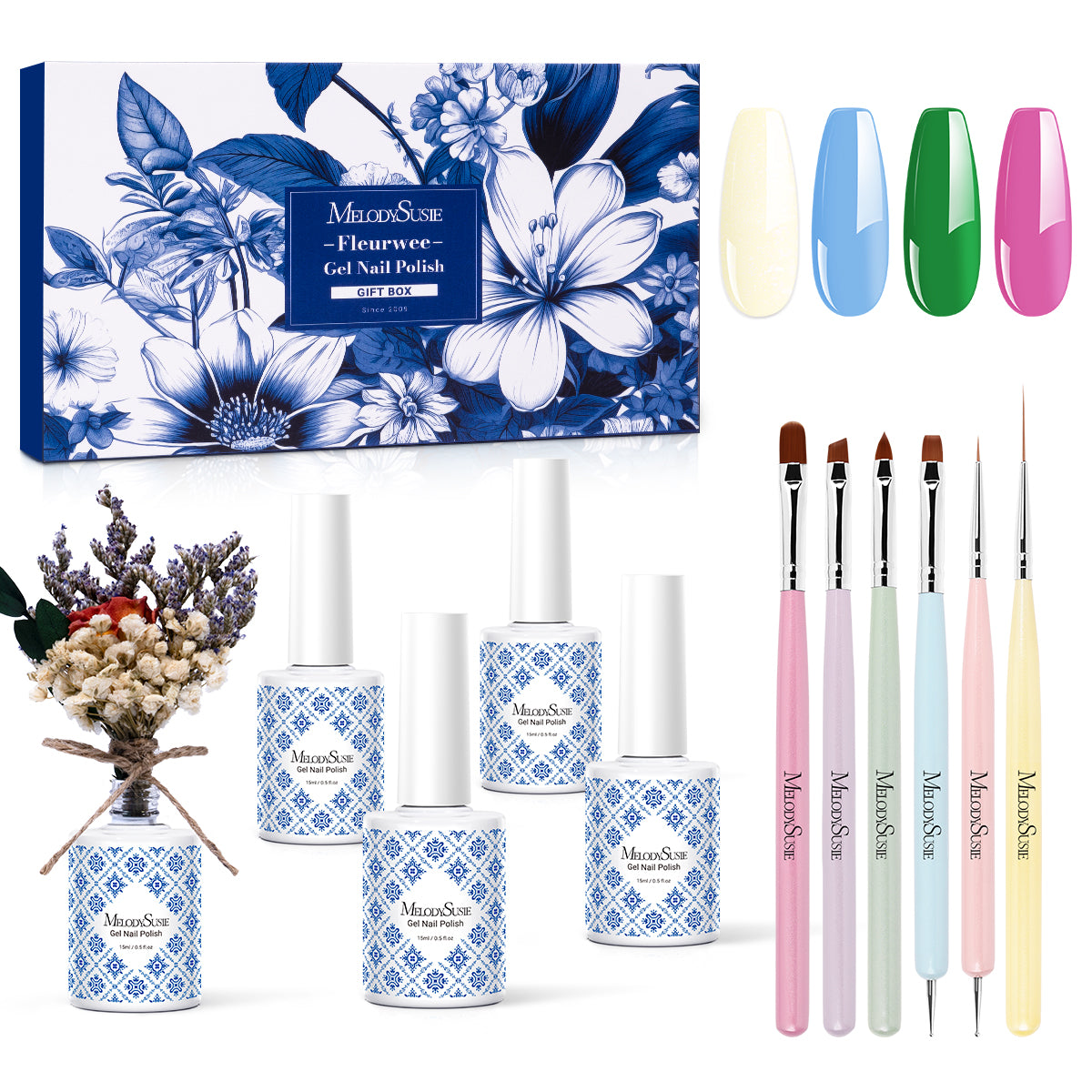 Fleurwee HEMA-Free & HPMA-Free & TPO-Free Plant-based Gel Nail Polish Gift Box - 0.5 fl oz/15ml