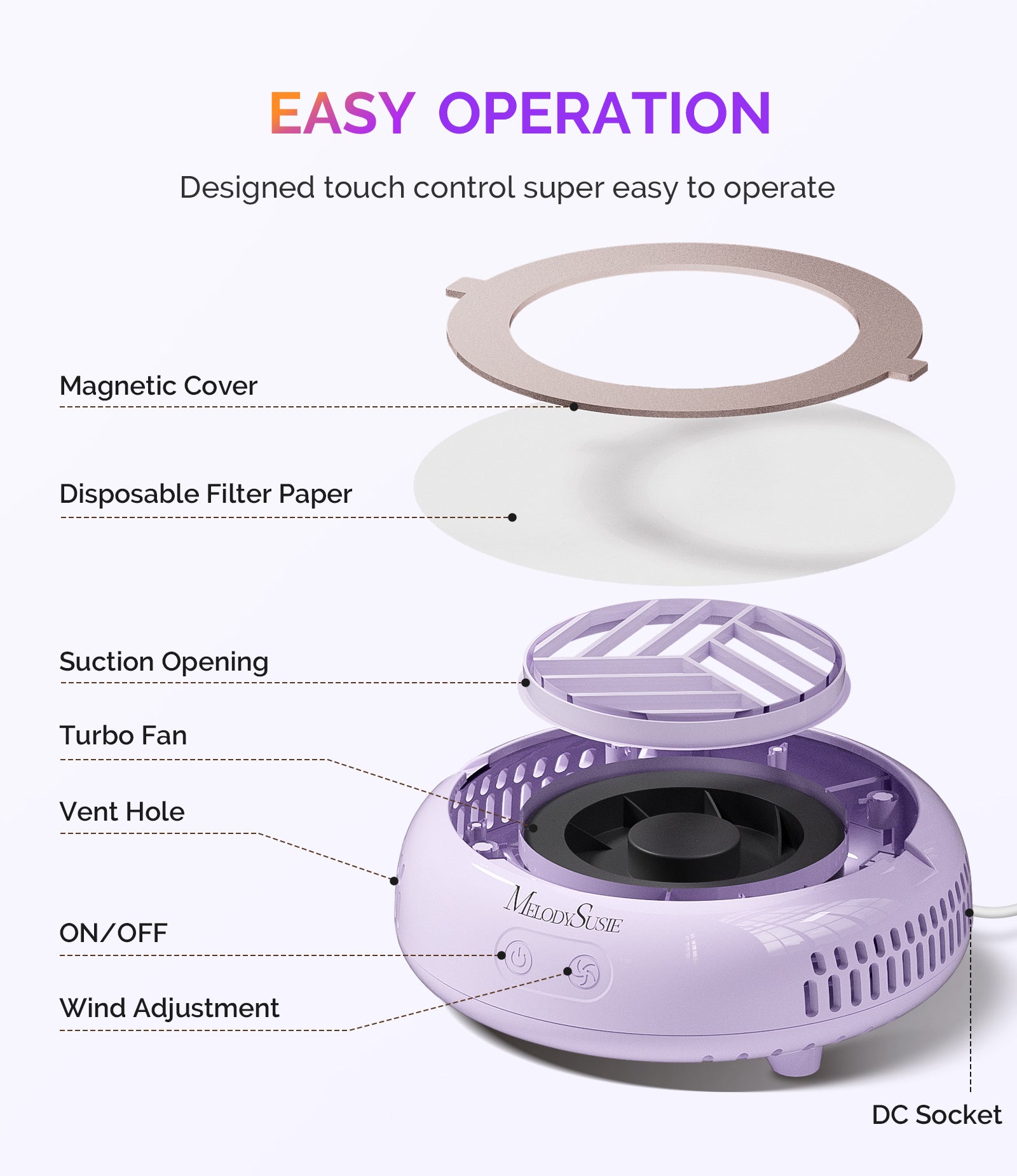 HProA Nail Dust Collector - Purple