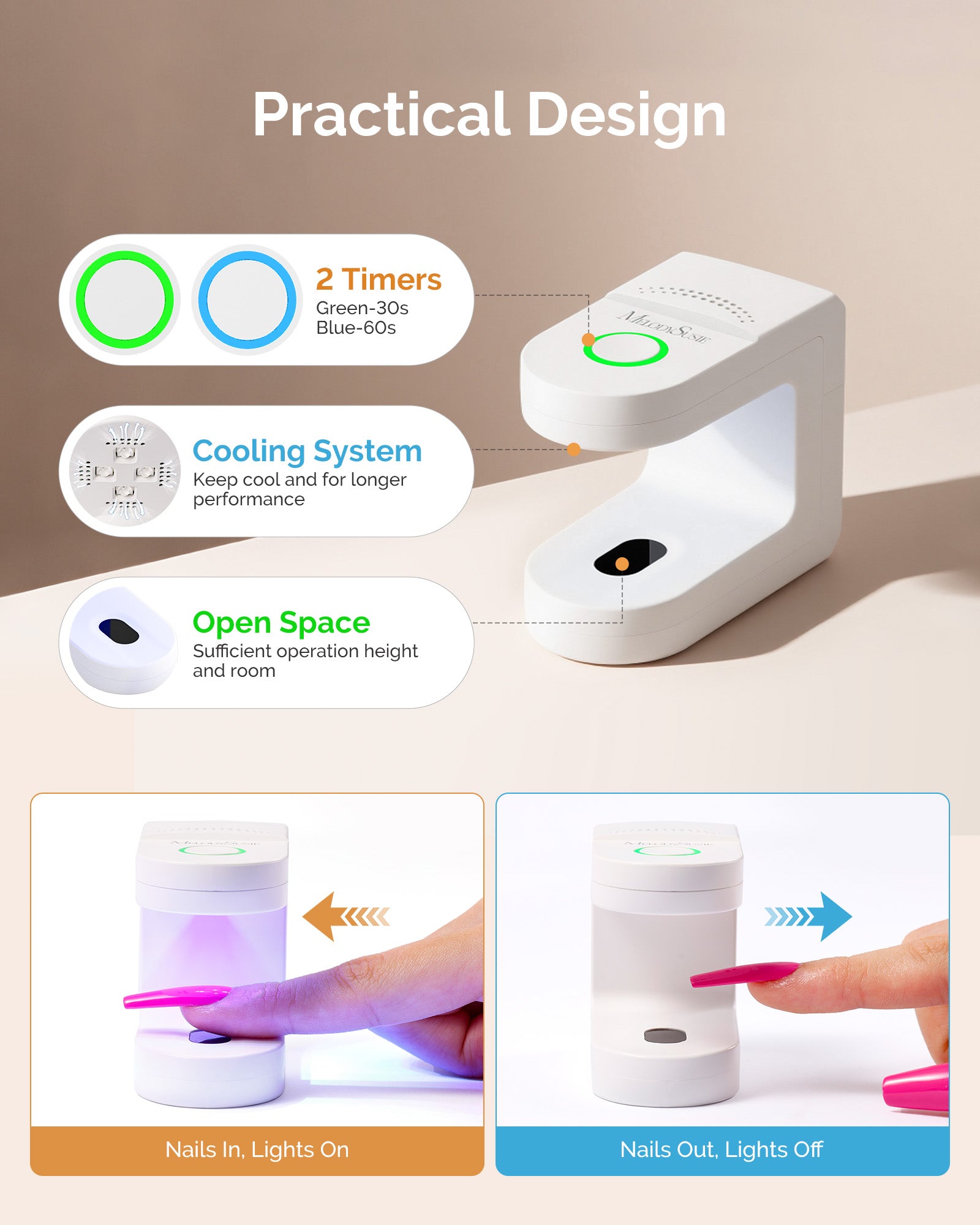 P-ART04G Rechargeable Mini LED/UV Nail Art Lamp