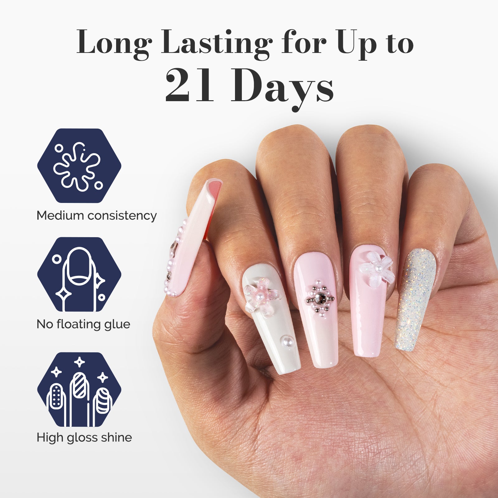 Fleurwee HEMA-Free & HPMA-Free & TPO-Free Gel Polish 2Pcs Light Pink&White-P04+P13
