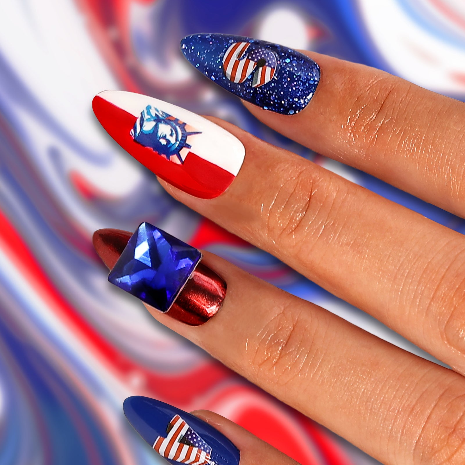 Freedom Flourish Stiletto Regular Press On Nails