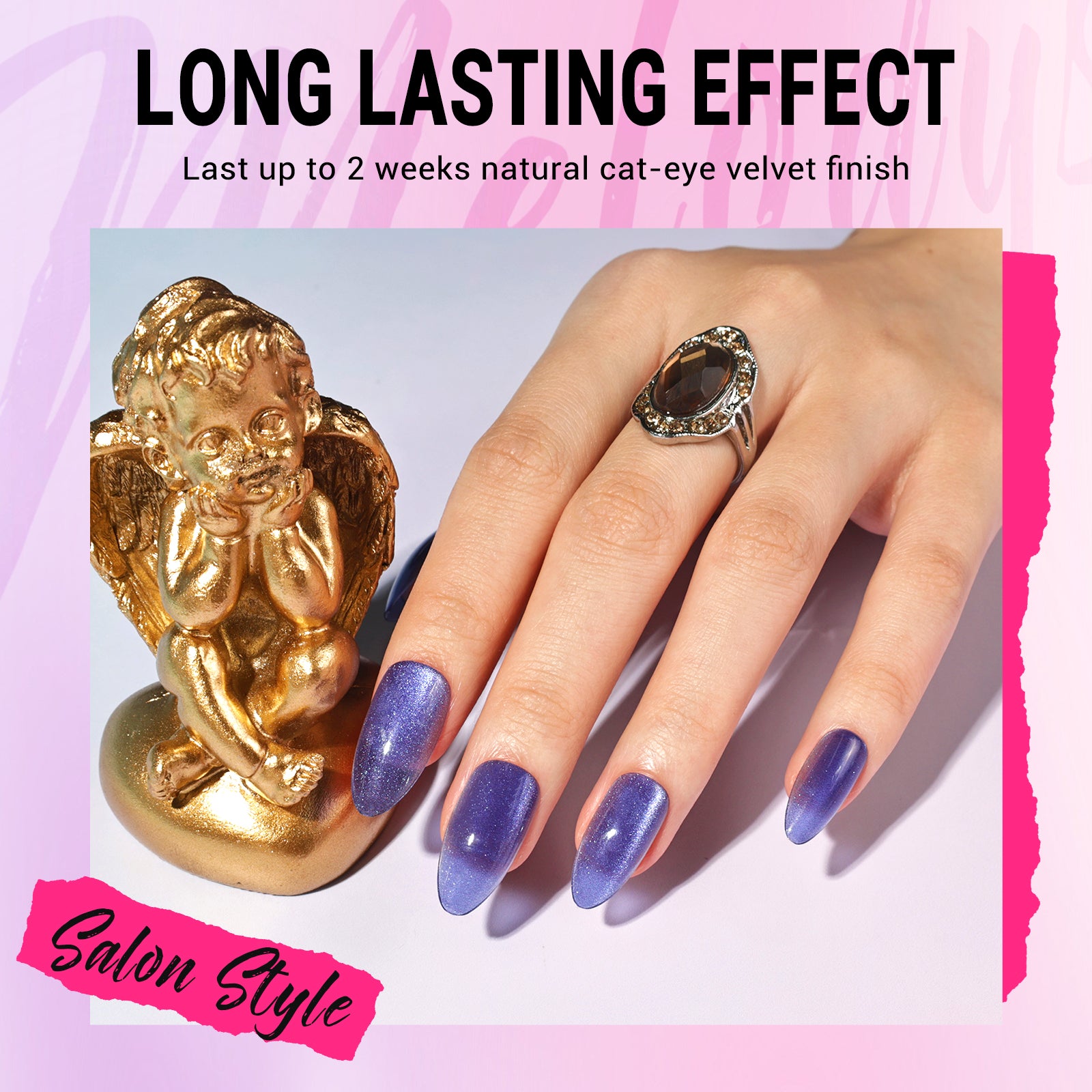 Crystal Purple Cat Eye Press On Nails Kit - US ONLY