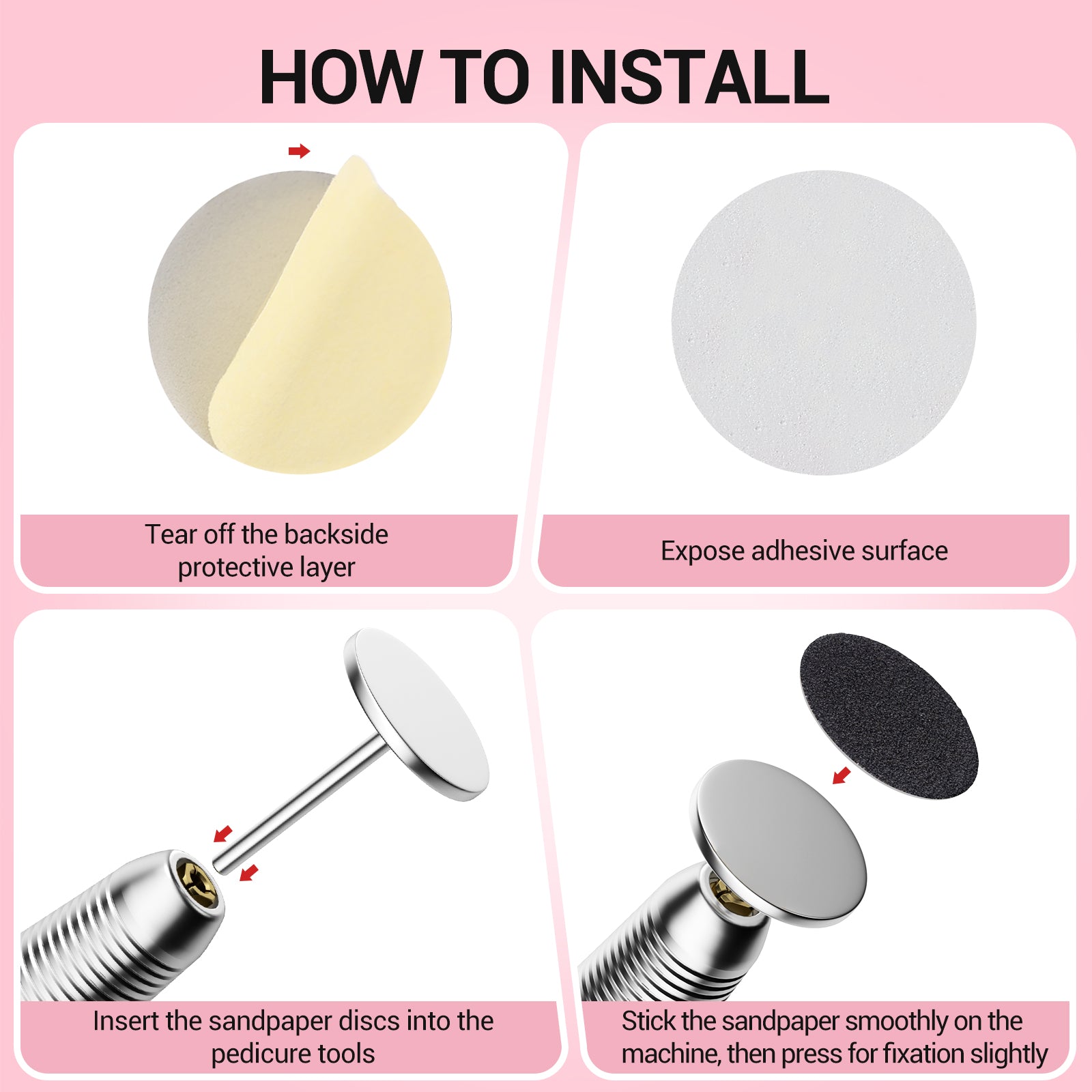 60 Pcs Replacement Sandpaper Discs with 25mm Metal Nail Drill Bit