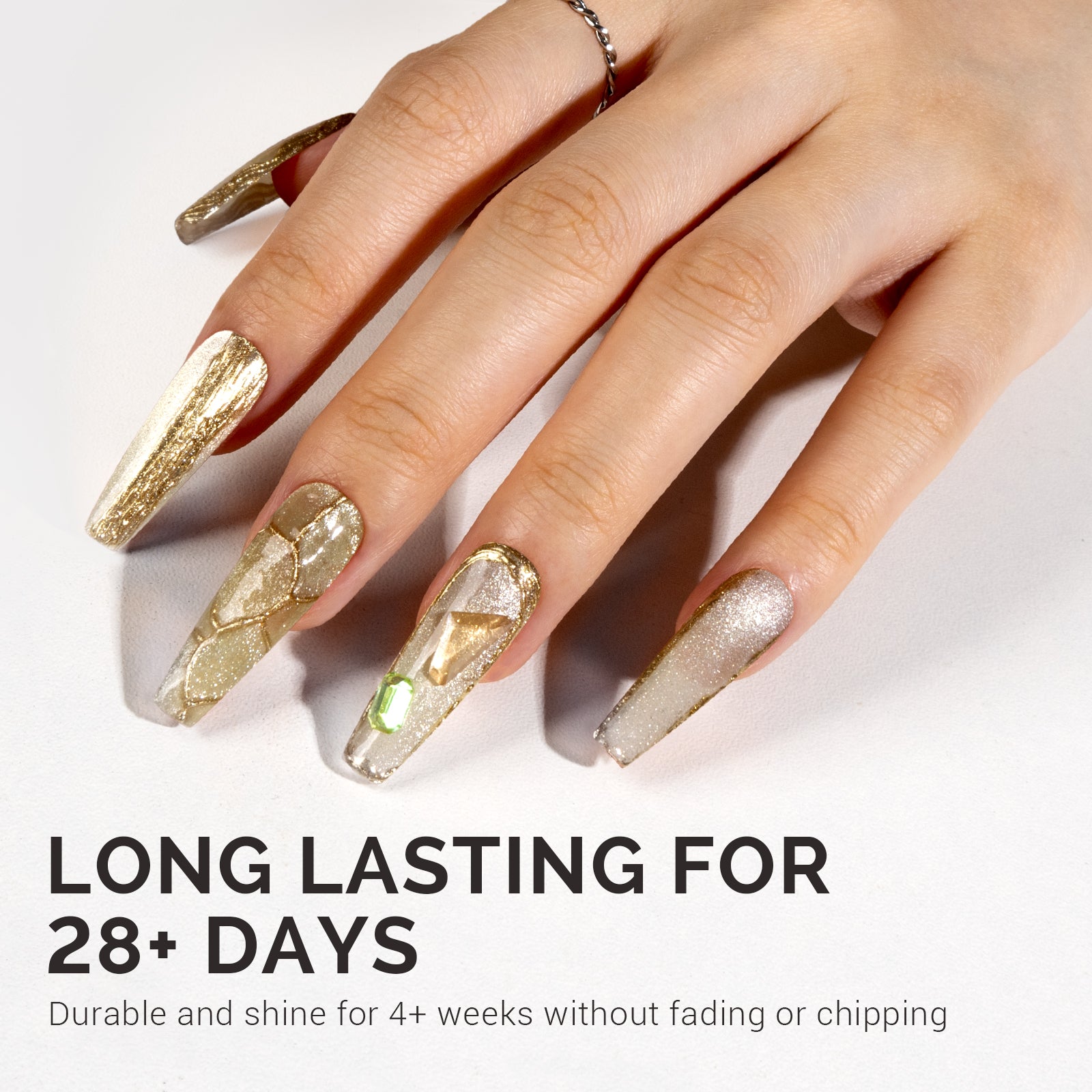 Jeweliver Cat Eye Gel Nail Polish 0.5 fl oz/15ml - Golden Green C52