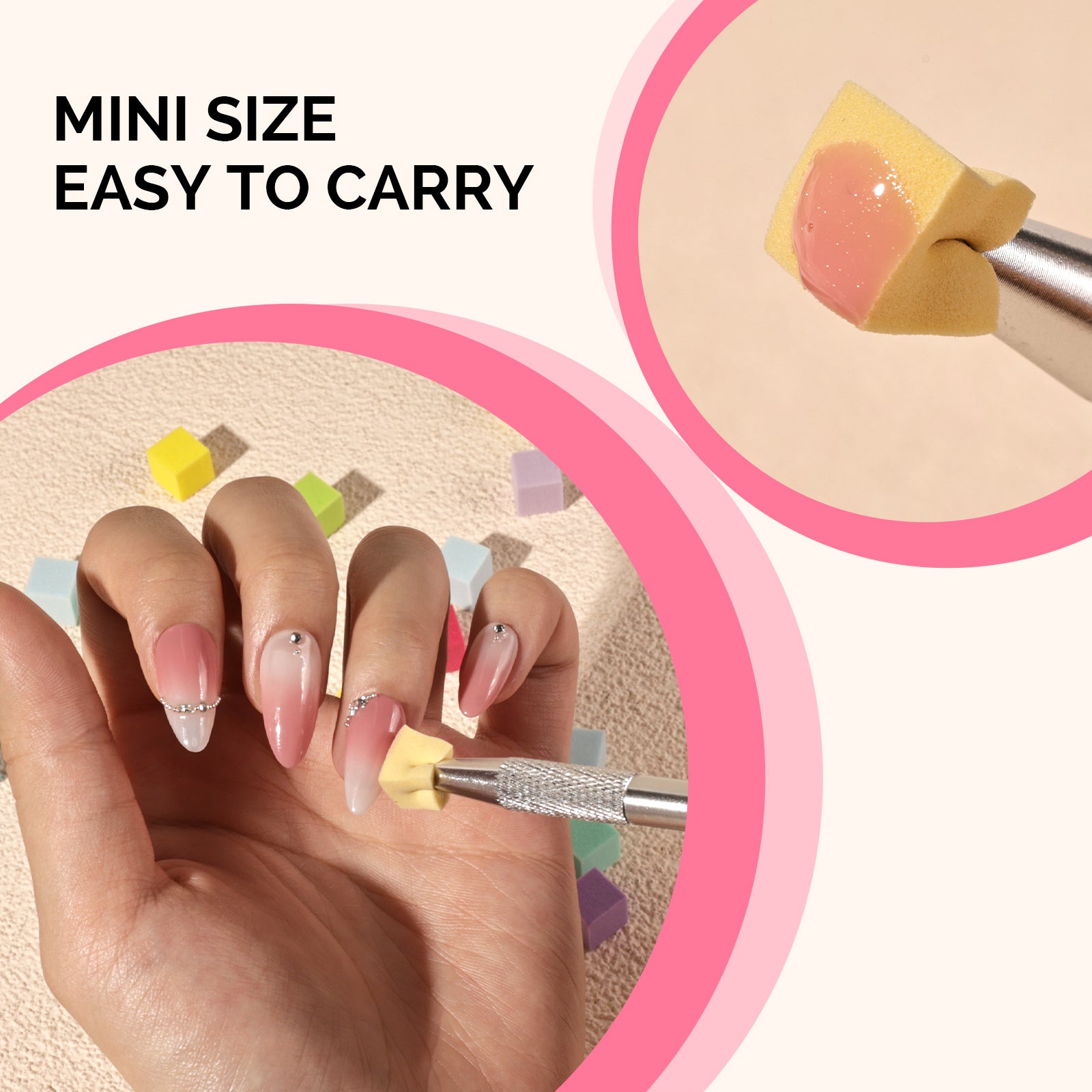 Nail Art Sponges With Grabbing Pen - Color