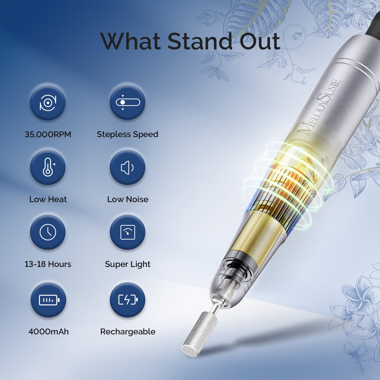 SM200F Plus Rechargeable 35,000RPM Nail Drill Art Design Gift Box