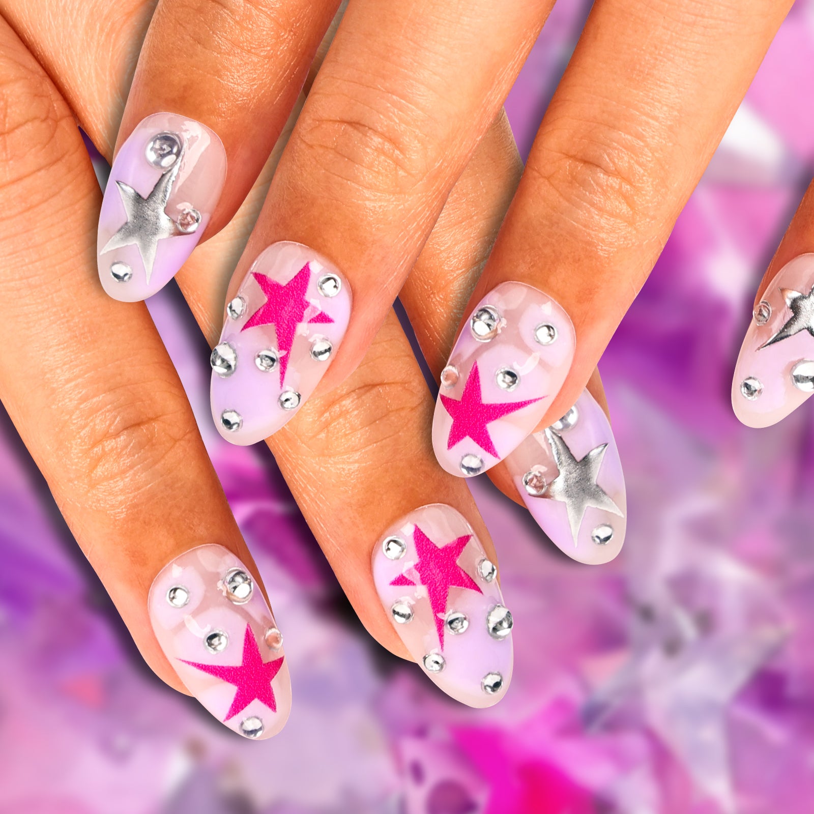 Lavender Stardust Stiletto Regular Press On Nails | MelodySusie