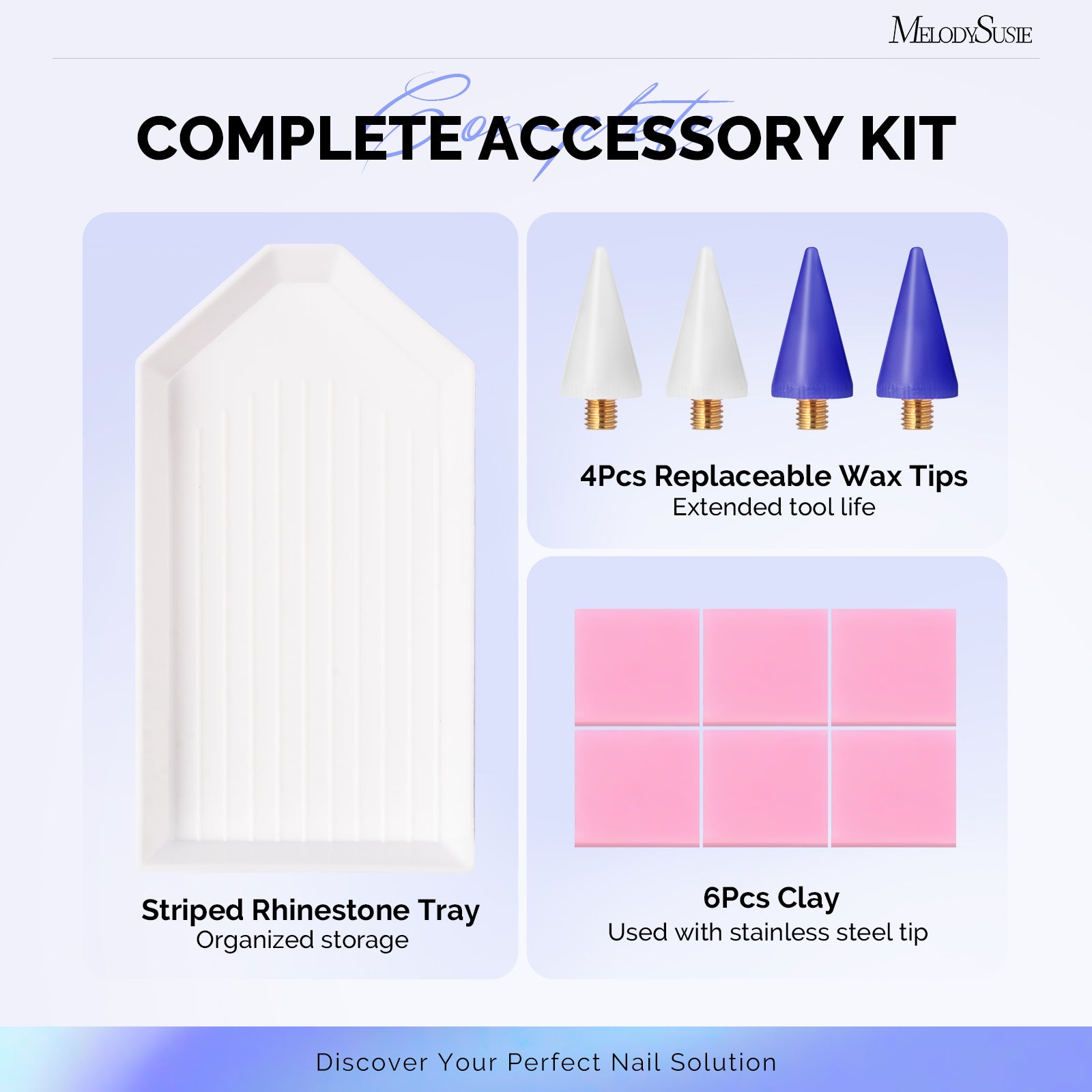 Nail Art Rhinestone Picker Tool Set - Blue & White - US ONLY