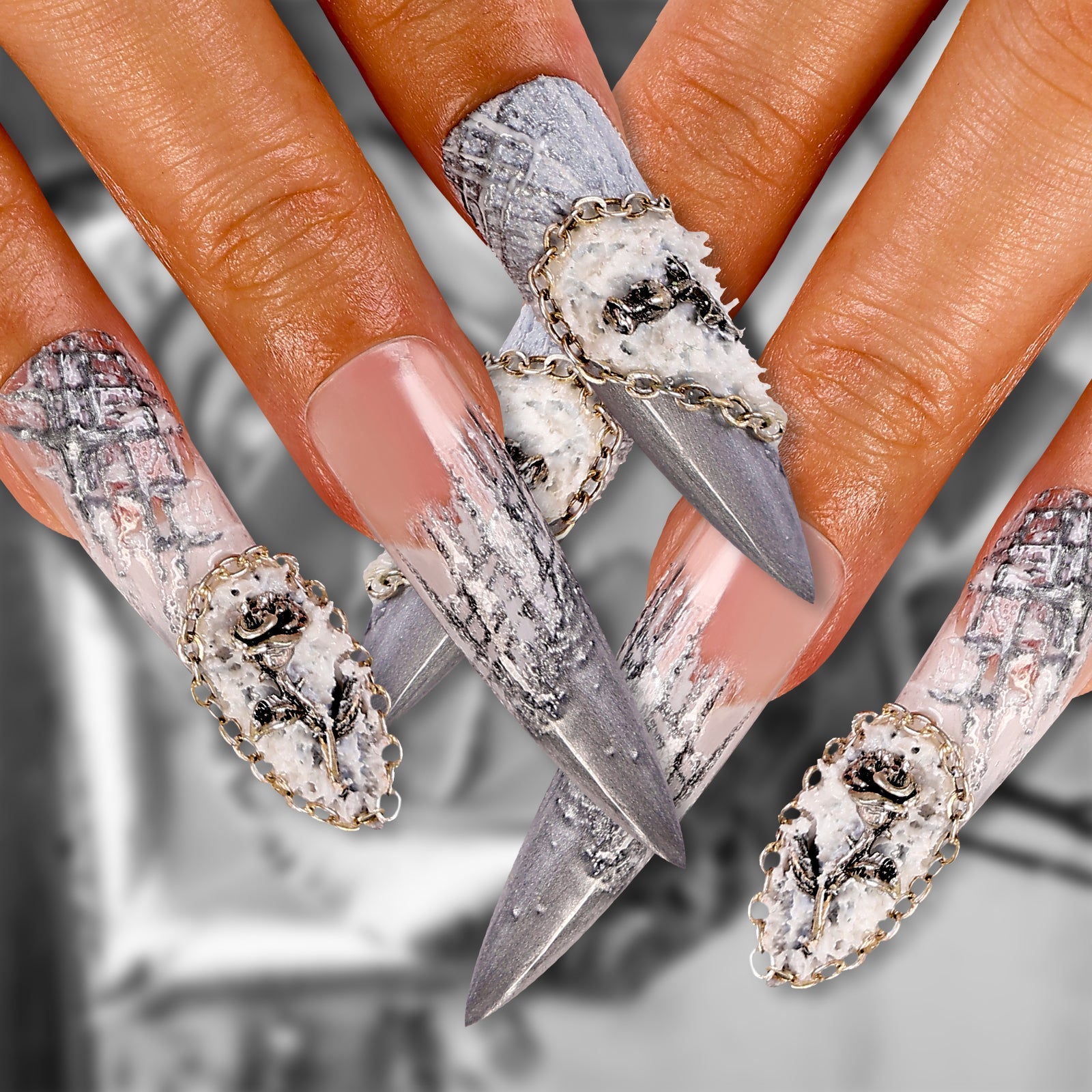 Silent Rose Stiletto Long Press On Nails
