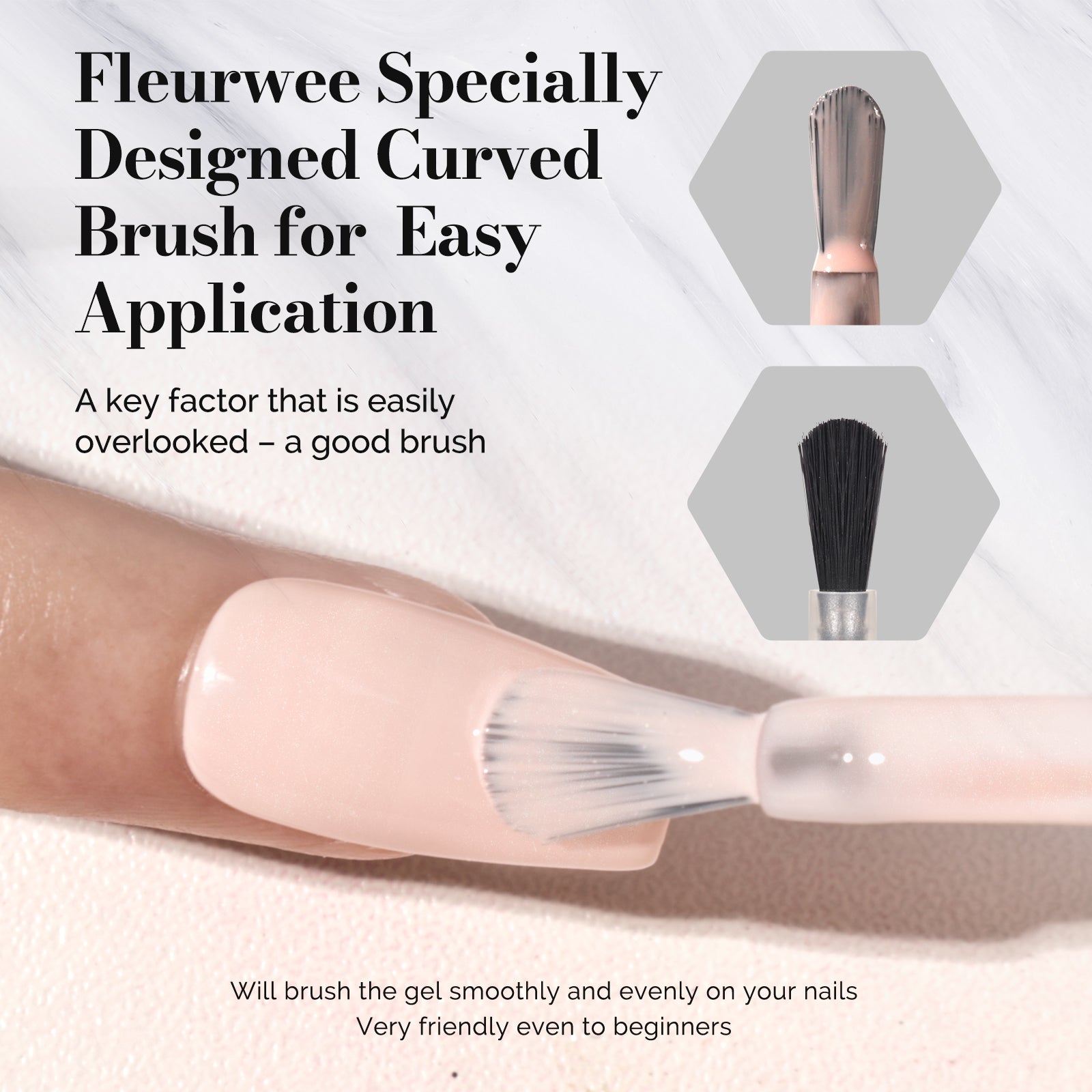 Fleurwee HEMA-Free & HPMA-Free & TPO-Free Gel Nail Polish Plant-based 0.5 fl oz/15ml - P48 Dawn Peony Nude-Glitter