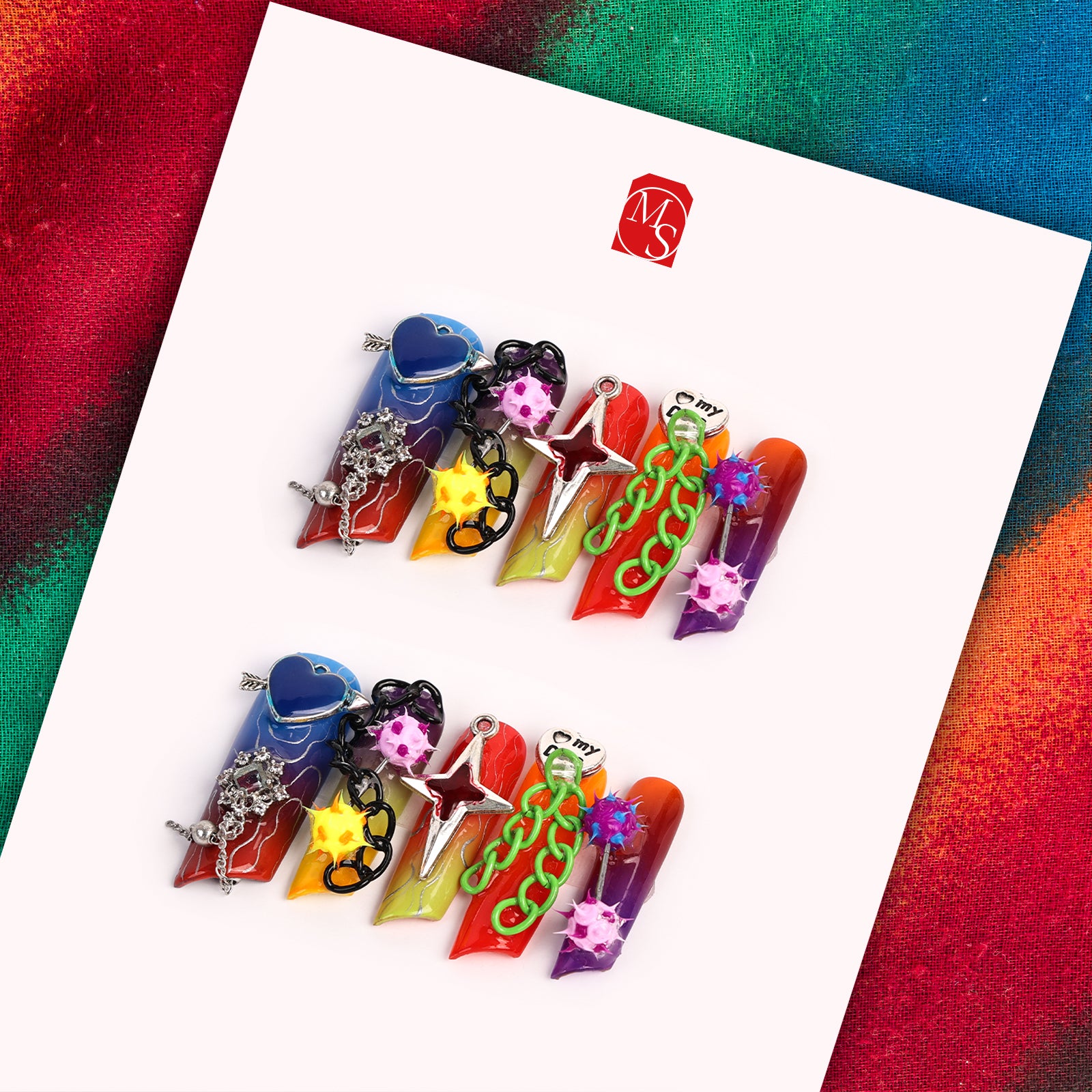 Chain Reaction Special Long Lipstick Press On Nails | MelodySusie