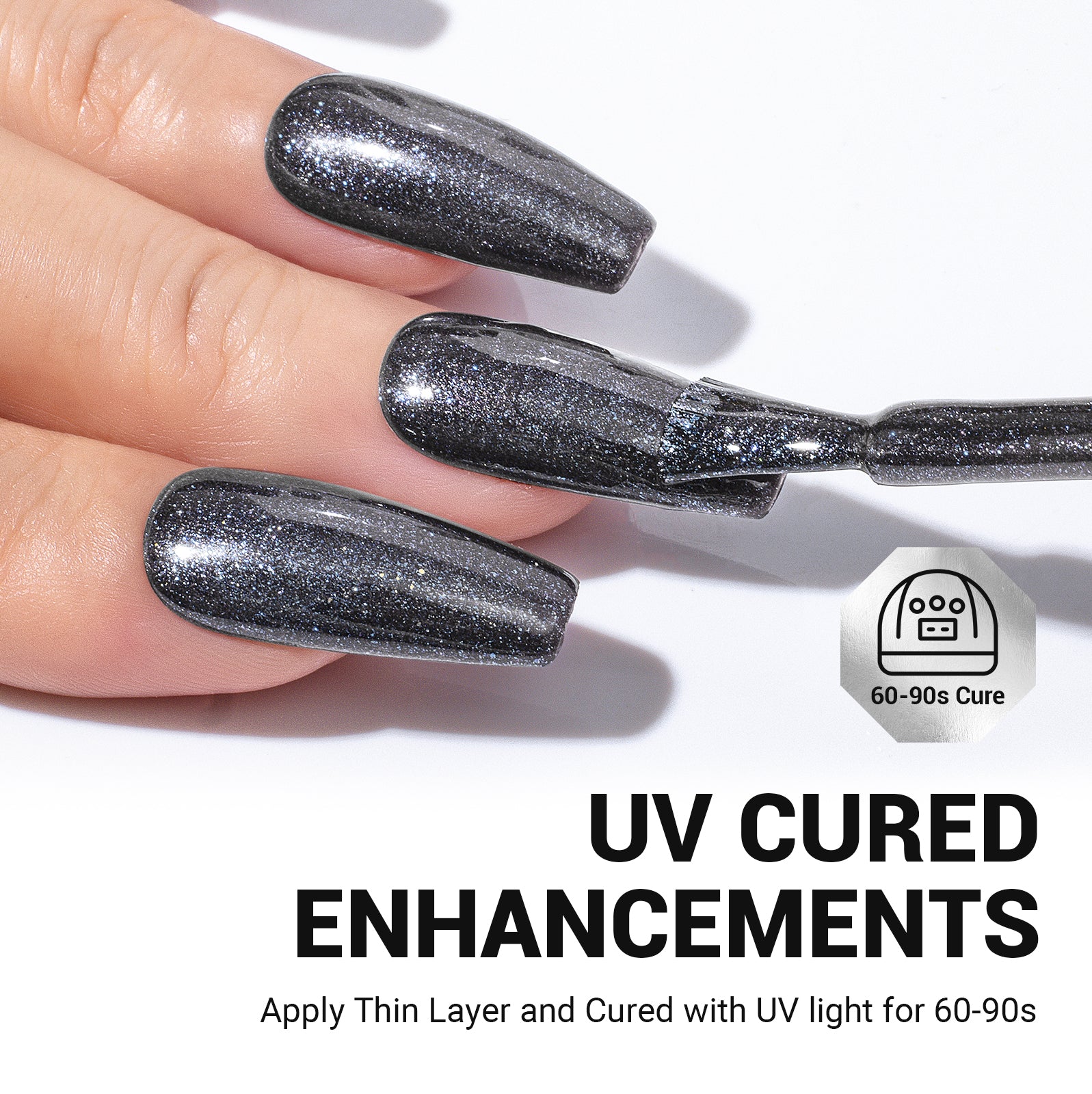 Z200 Black Gray Glitter - TPO-Free Thick Gel Nail Polish(15ml)