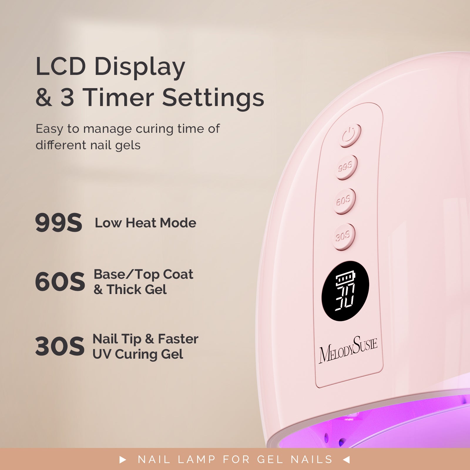 New Upgraded P-PLUS30GT Rechargeable Cordless UV/LED Nail Lamp - Pink