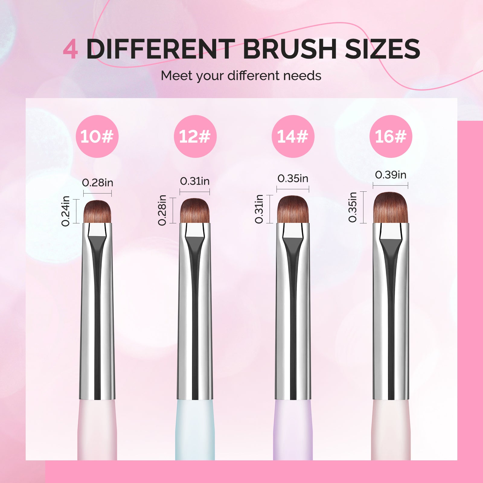 Dual-Ended French Nail Brush and Dotting Pen Set with Brush Holder - Size #10#12#14#16