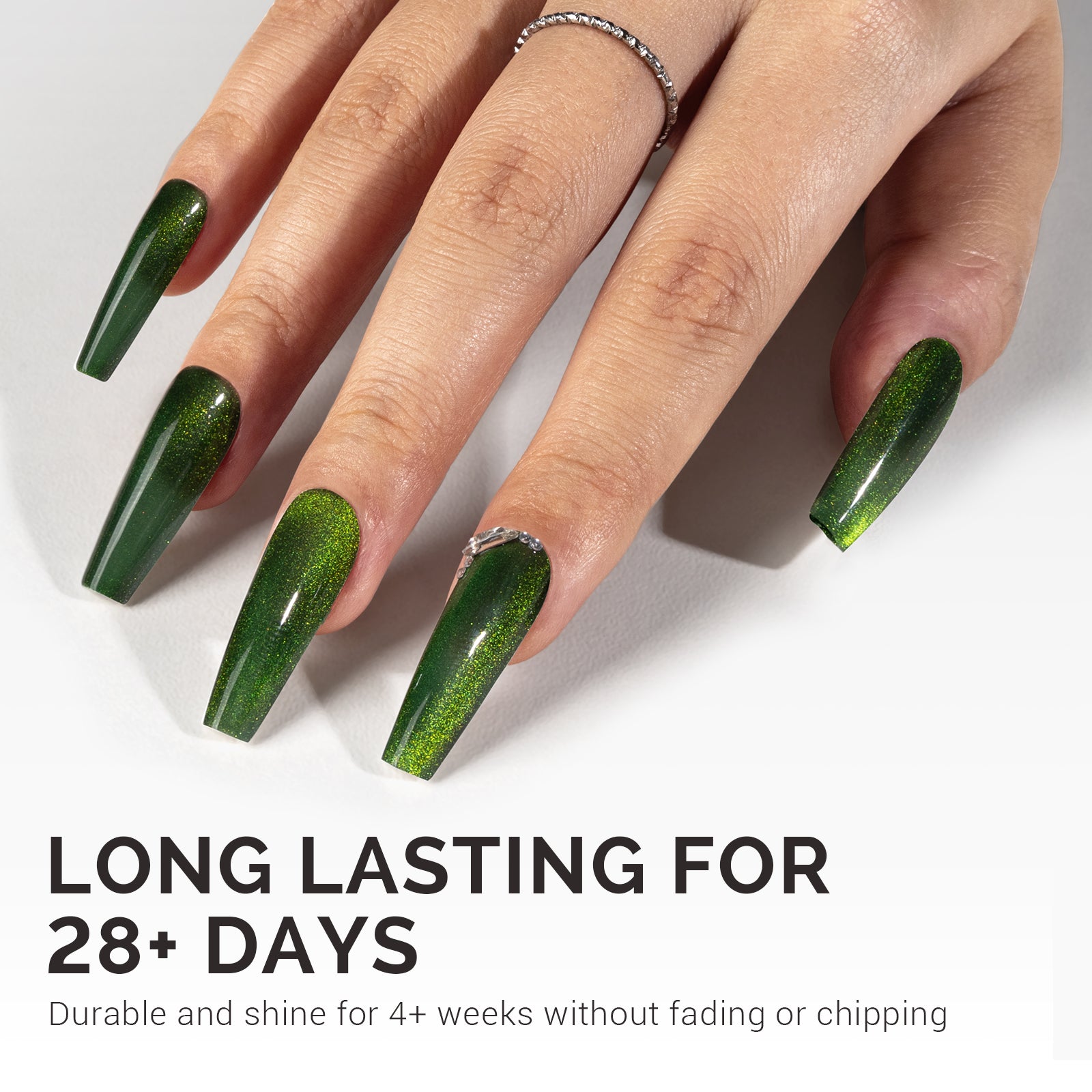 Jeweliver Cat Eye Gel Nail Polish 0.5 fl oz/15ml - Magic Forest Green C3108