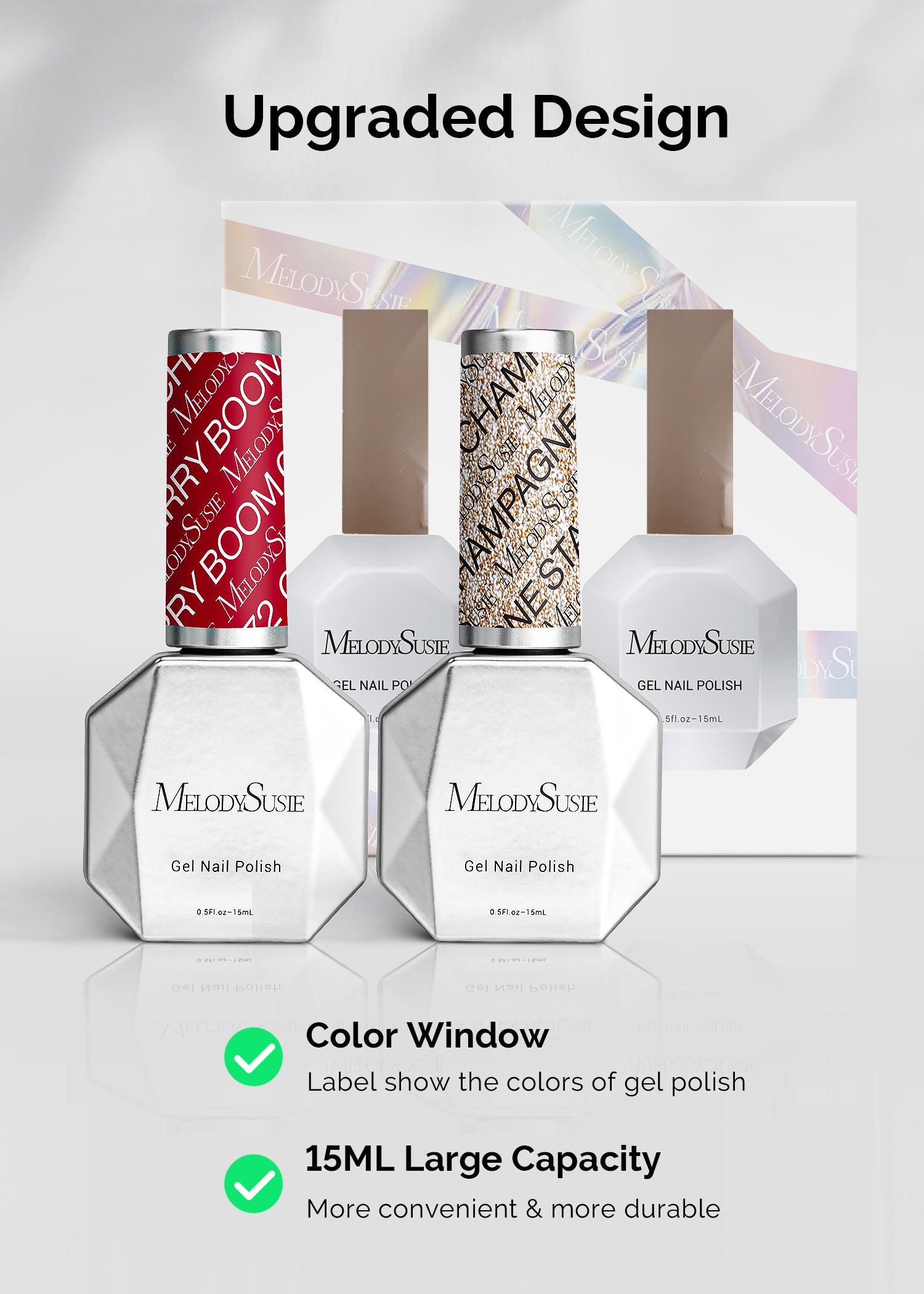 TPO-Free Thick Gel Nail Polish Gold and Red - 2 Pack 15ml