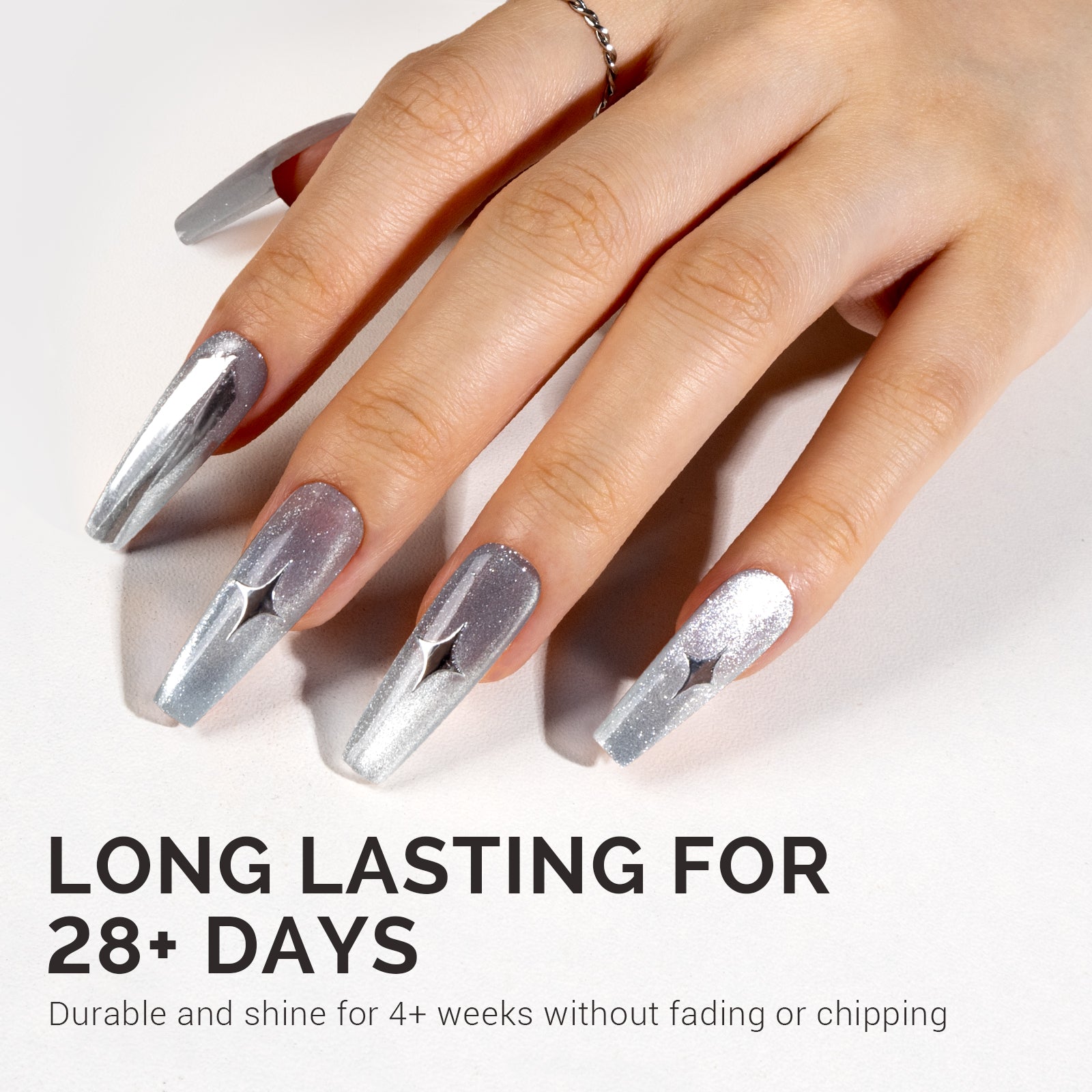 Jeweliver Cat Eye Gel Nail Polish 0.5 fl oz/15ml - Moonlit Silver C01