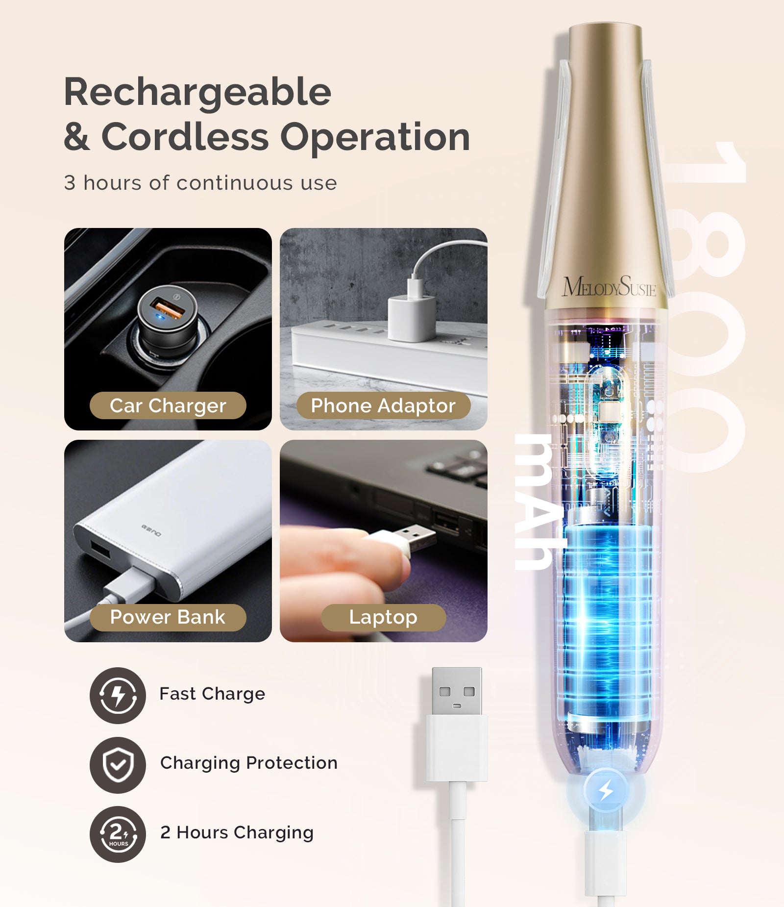 PC800G Rechargeable Feet Callus Remover - White Gold