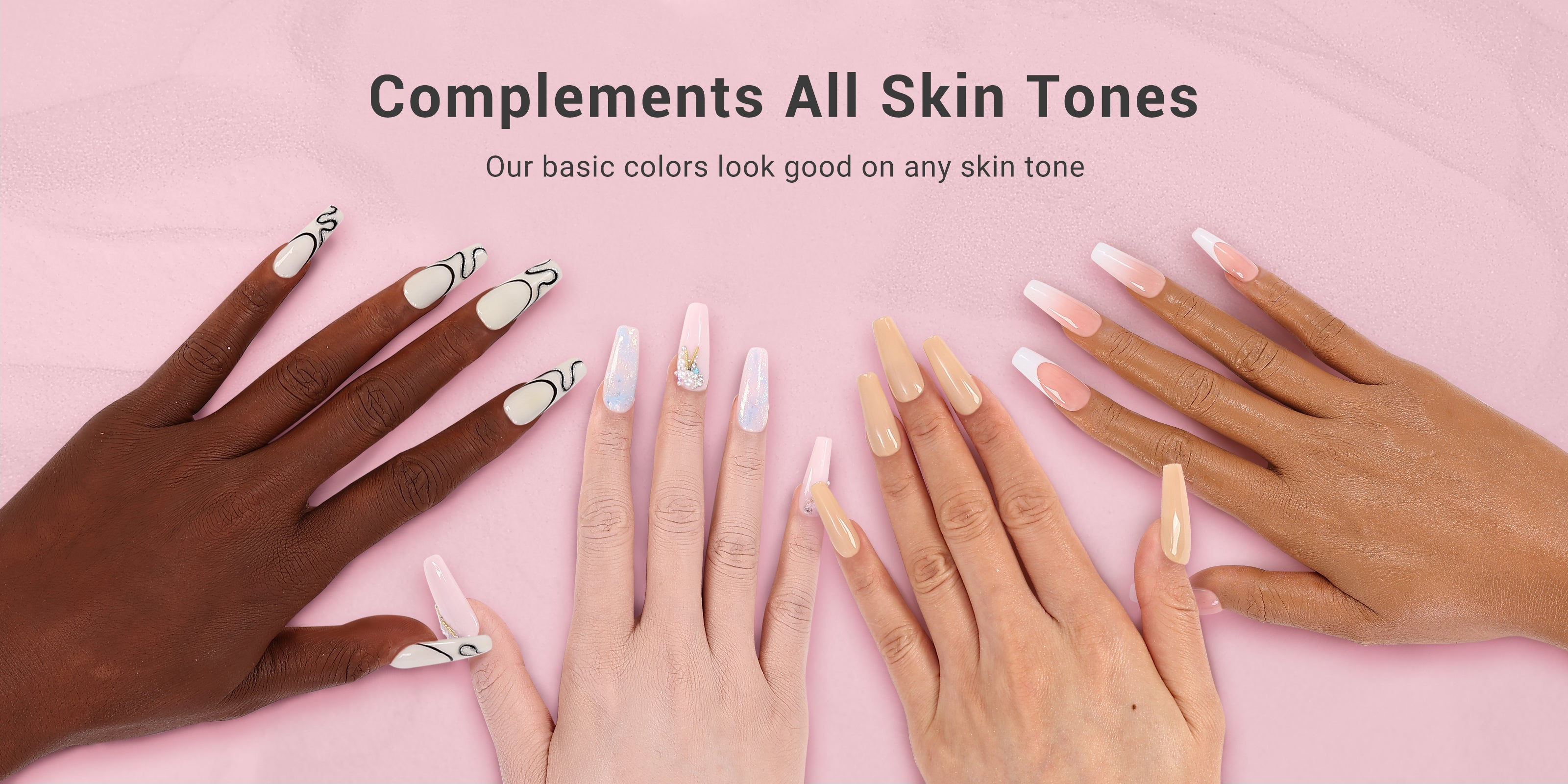 5 colors of acrylic powder complements all skin tones | MelodySusie