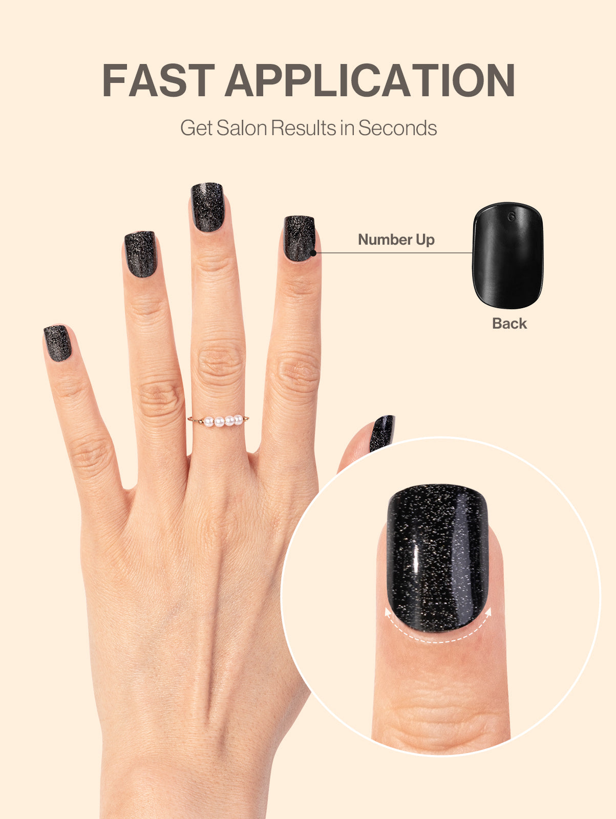 Acrylic Press On Nails - Short Square Black