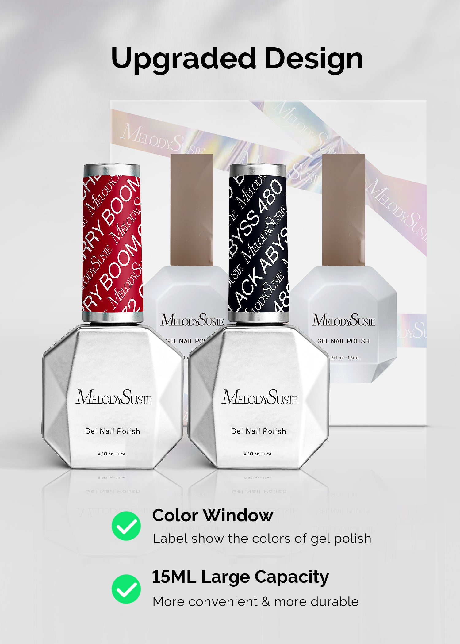 TPO-Free Thick Gel Nail Polish Black and Red 2 Pack 15ml