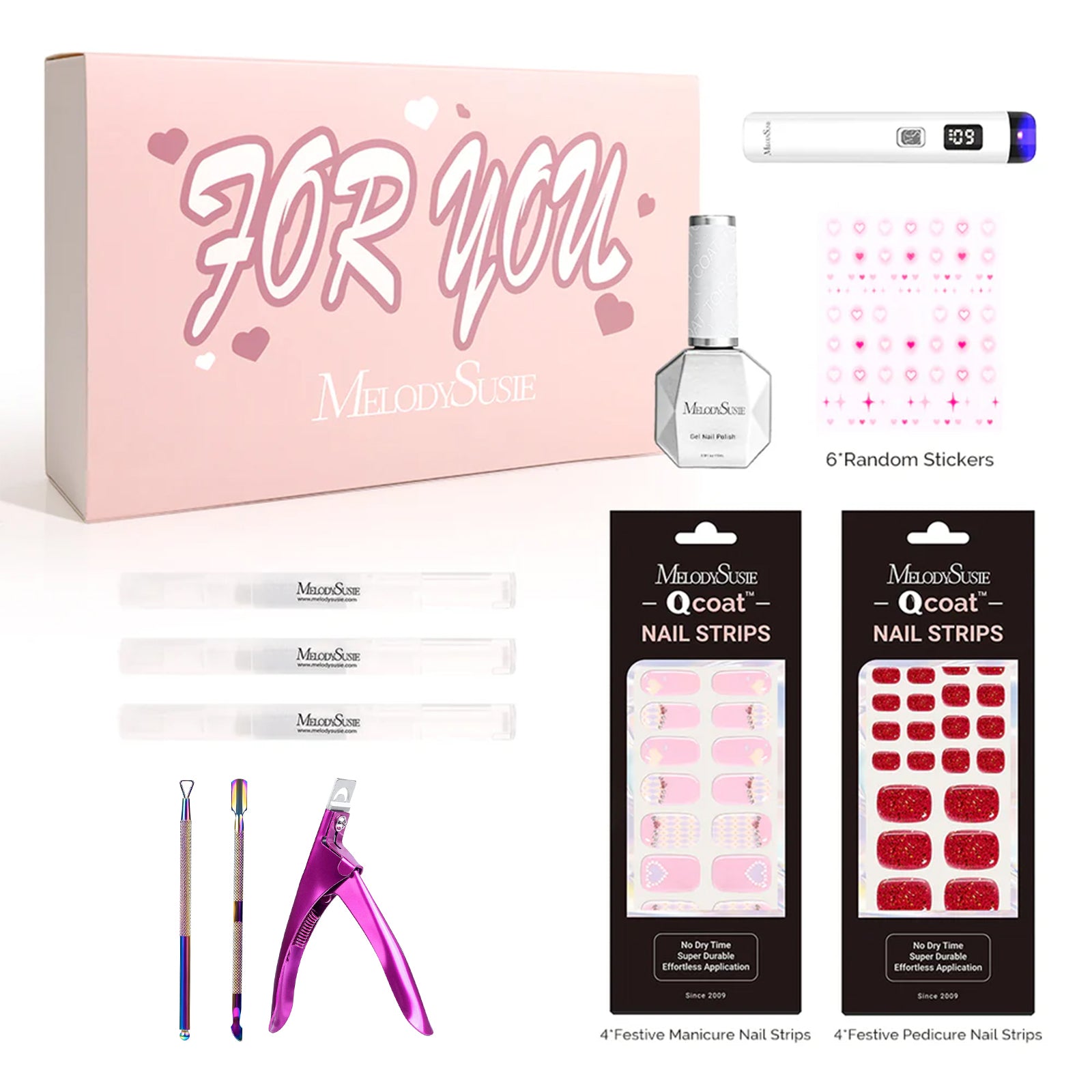 Qcoat Fully Cured Gel Nail Strips Gift Box