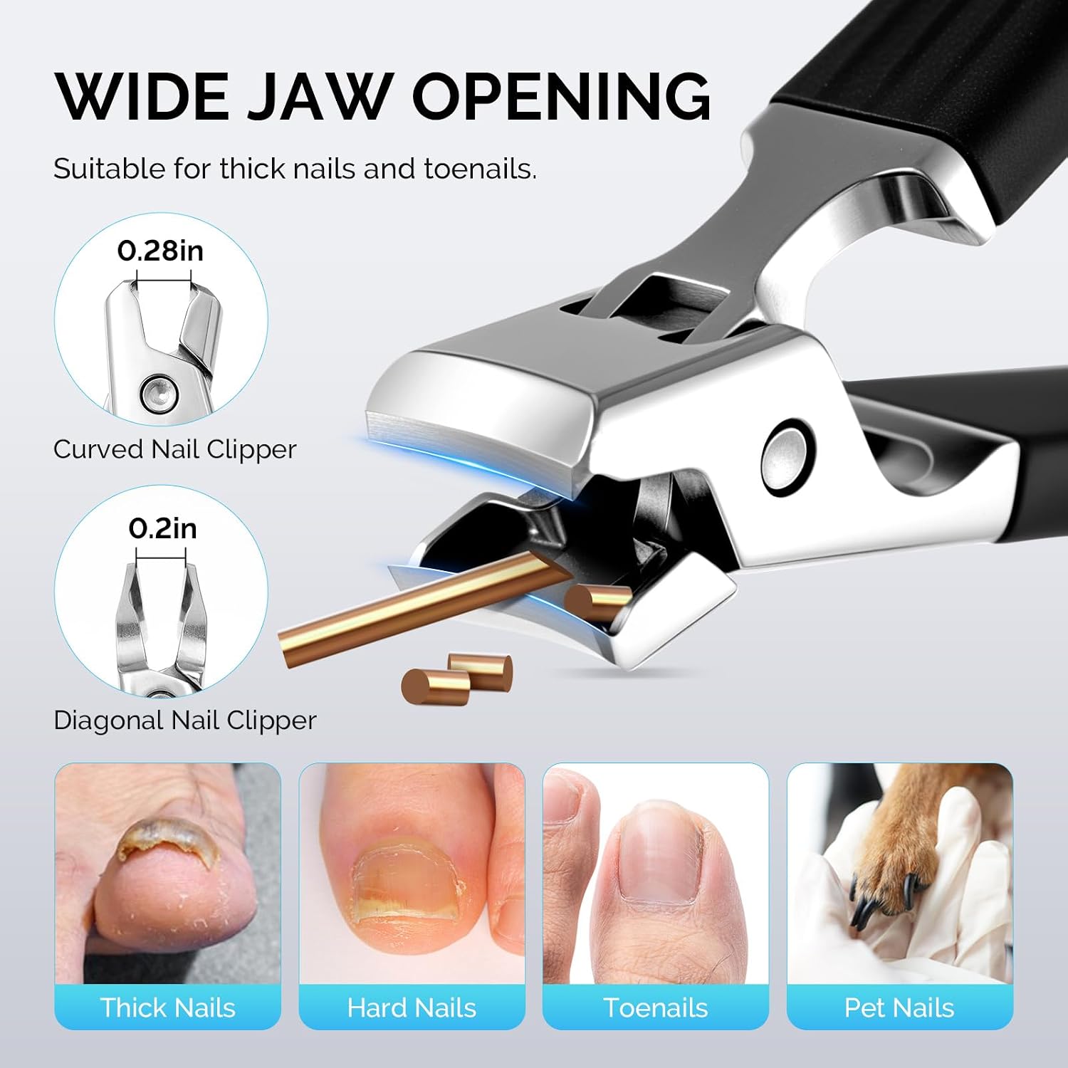 2Pcs Anti-Splash Curved and Slanted Nail Clippers Set