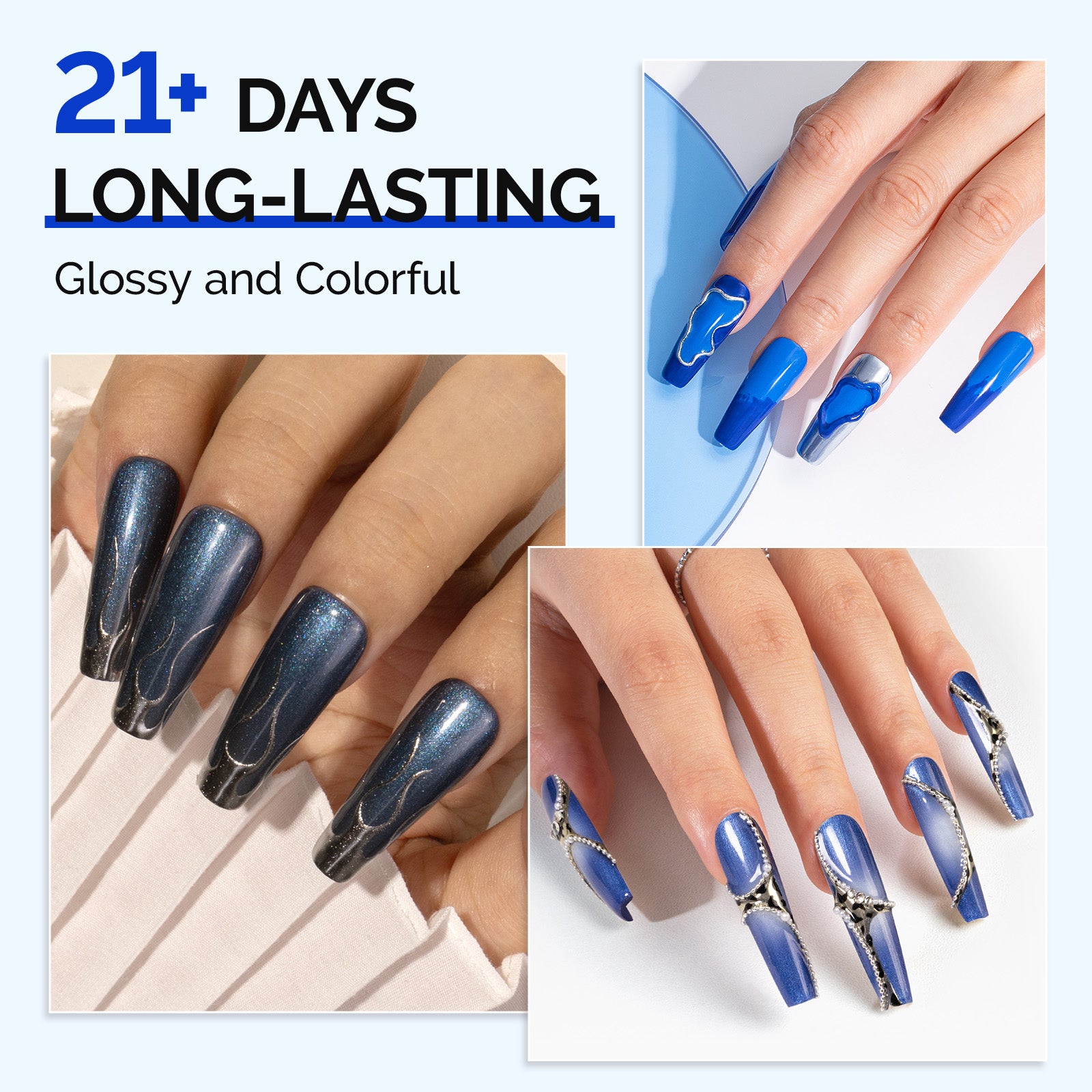 6 Colors TPO-Free Thick Gel Nail Polish Set 15ml - Blue