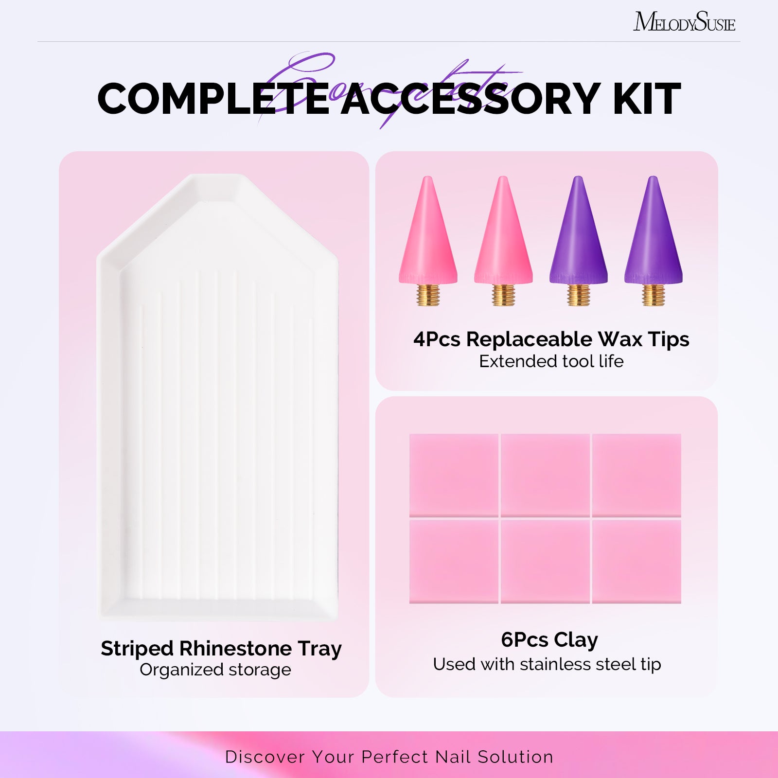 Nail Art Rhinestone Picker Tool Set - Pink & Purple - US ONLY