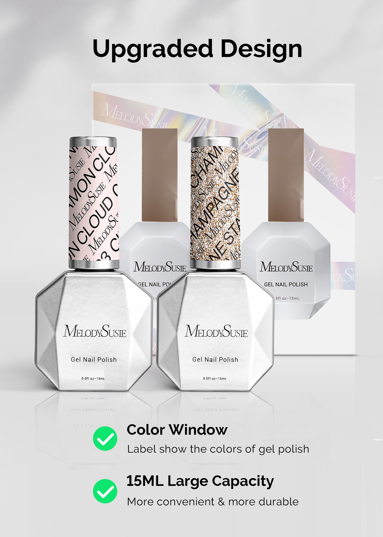 TPO-Free Thick Gel Nail Polish Gold and Nude Pink - 2 Pack 15ml