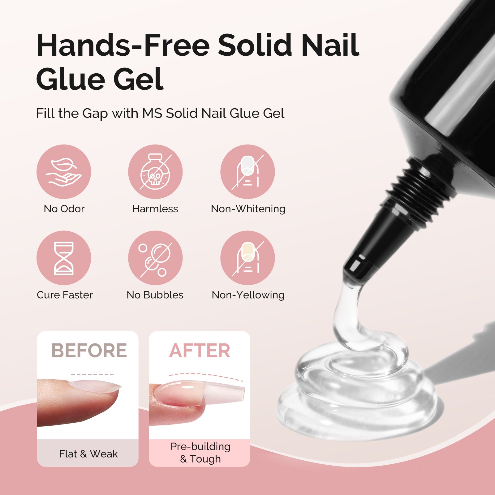 300Pcs Half Matte Clear Acrylic Full Cover Pre-Built Nail Tips & 20g Solid Nail Glue Gel