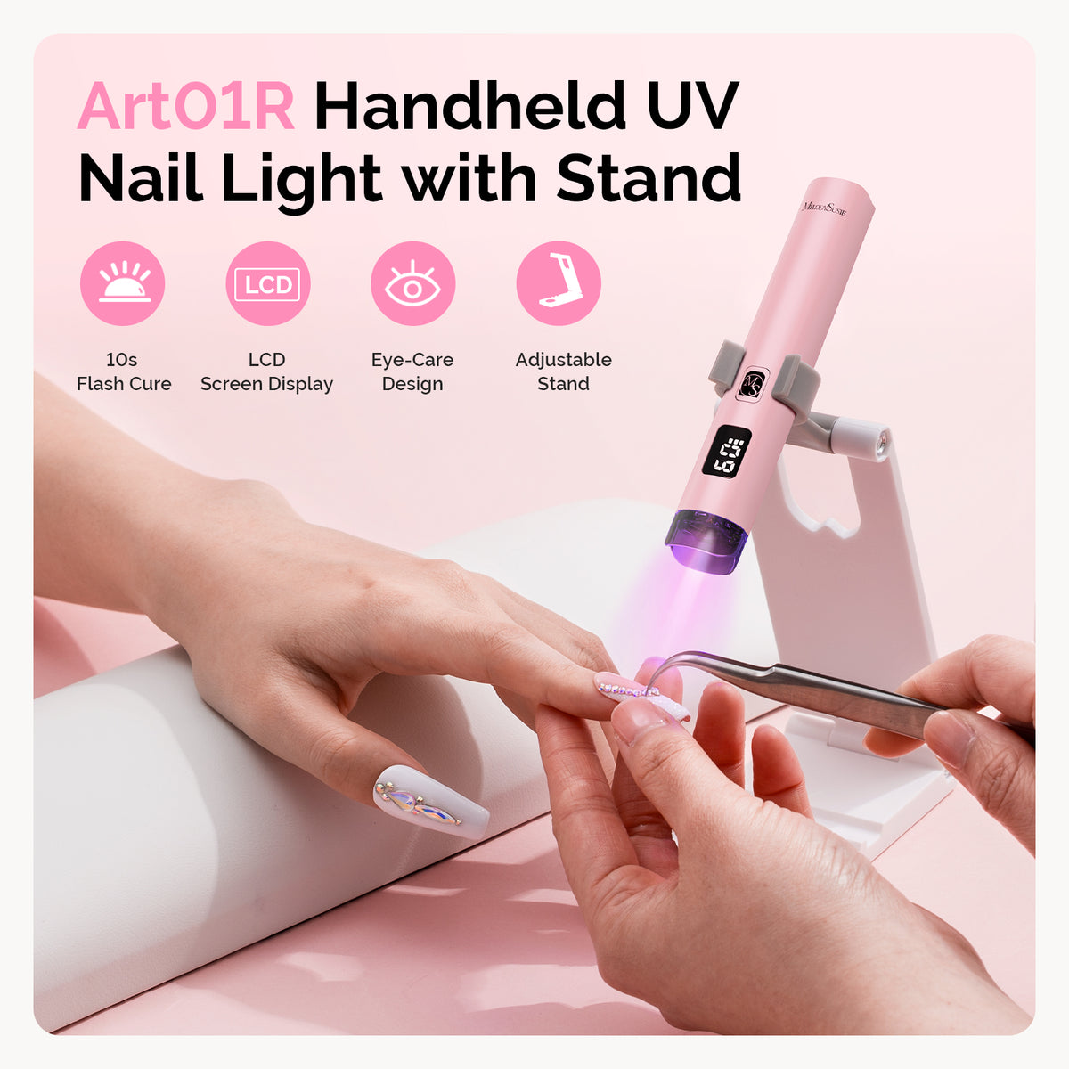 MelodySusie PC90G Nail Drill & P-ART01R Handheld Nail Lamp Gift Box
