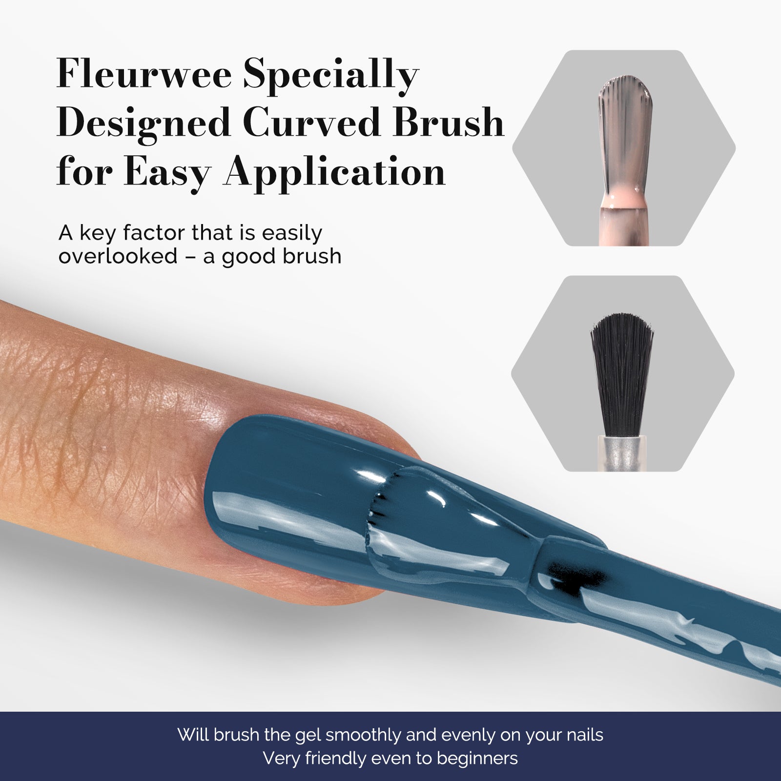 Fleurwee HEMA-Free & HPMA-Free & TPO-Free Gel Polish 2Pcs Gray Blue&Dark Indigo Blue-P16+P32
