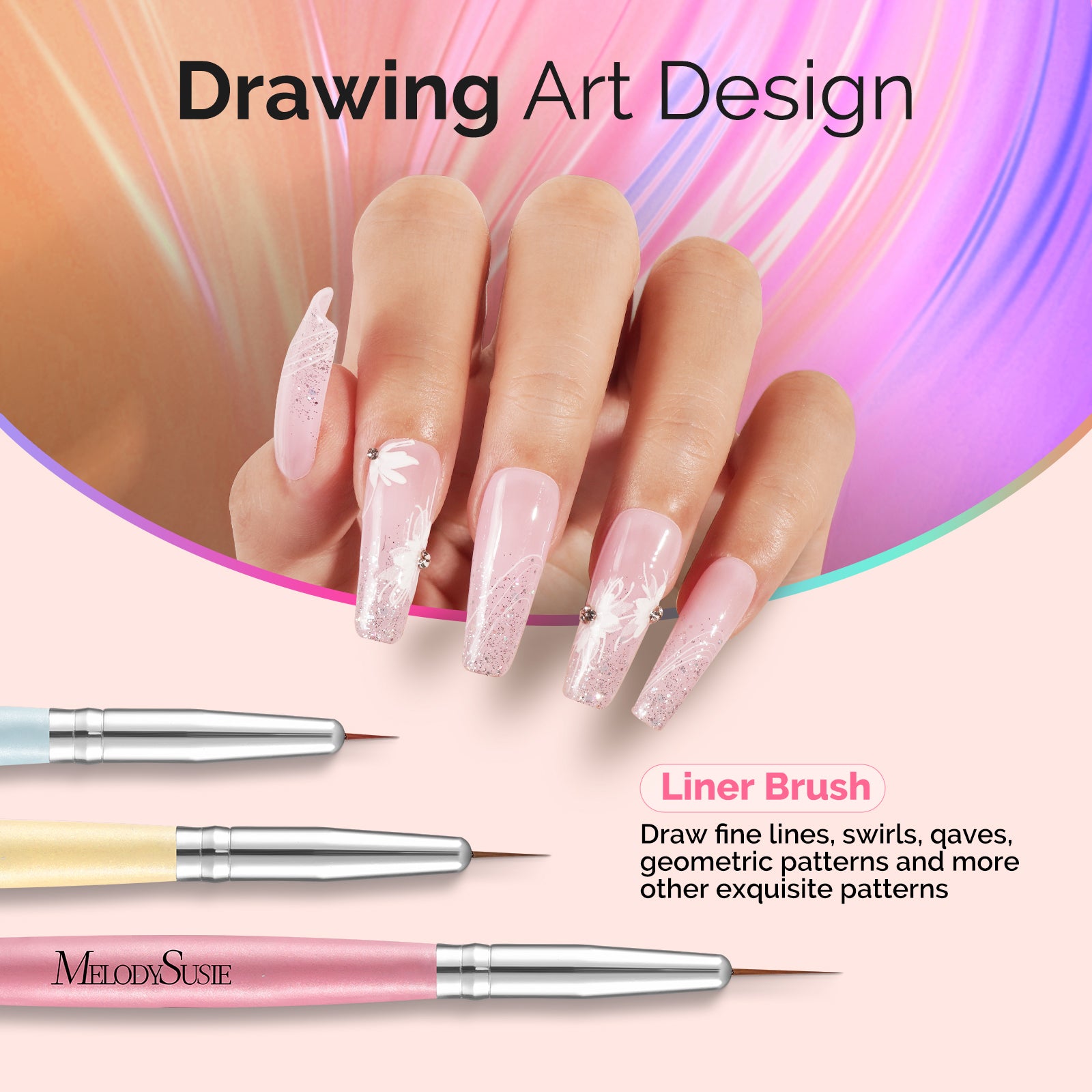 2-in-1 Nail Art Brushes Set 3 Pcs