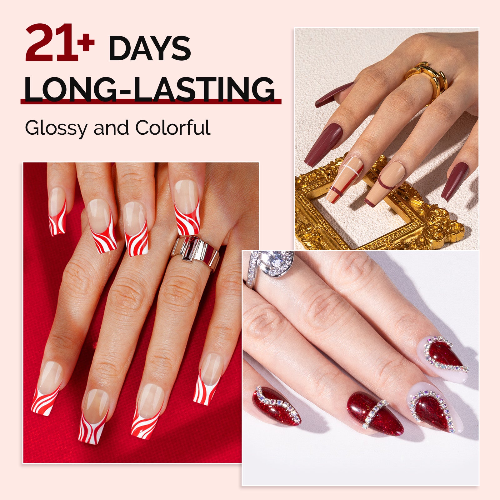 6 Colors TPO-Free Thick Gel Nail Polish Set 15ml -Charm Red