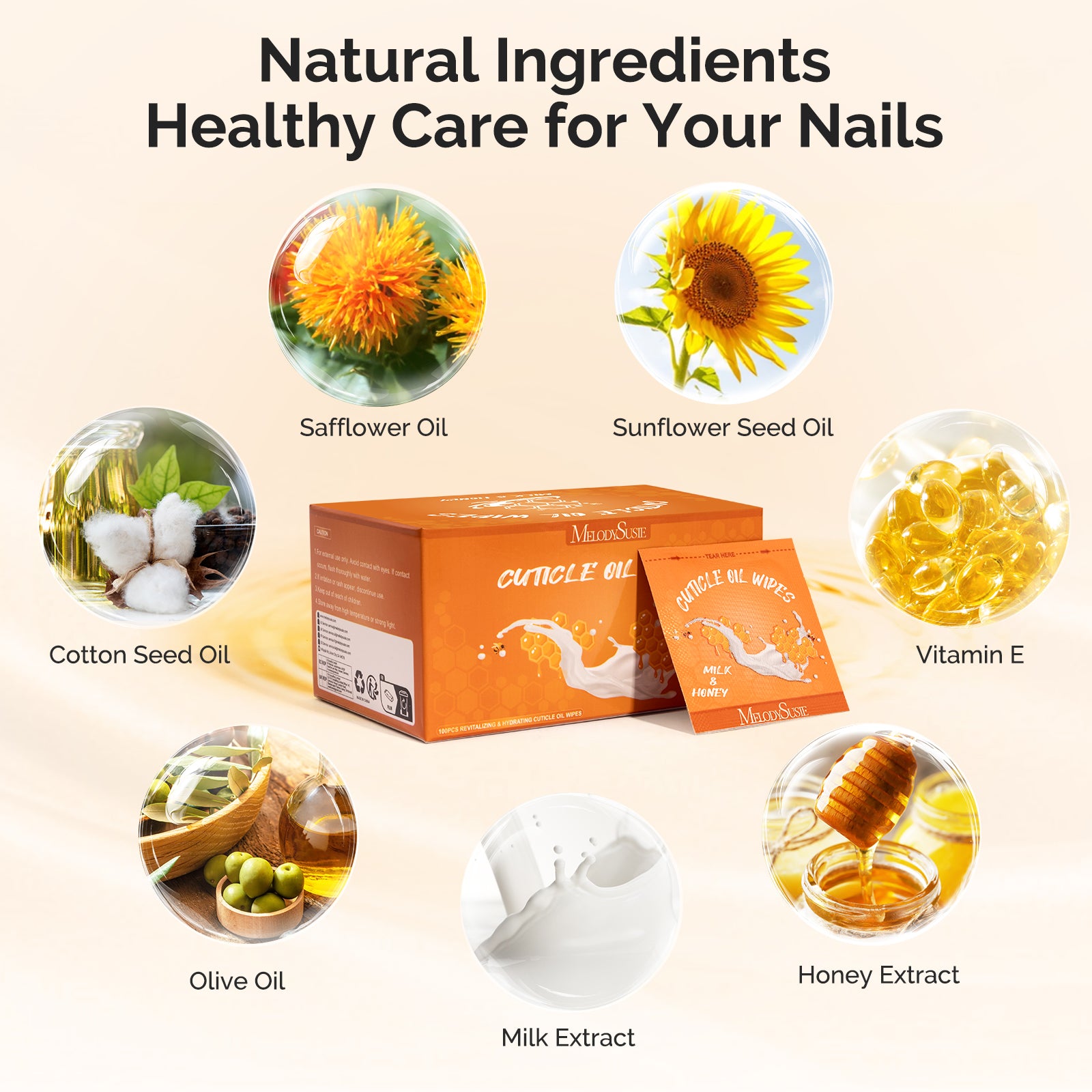 100Pcs Mini Cuticle Oil Wipes