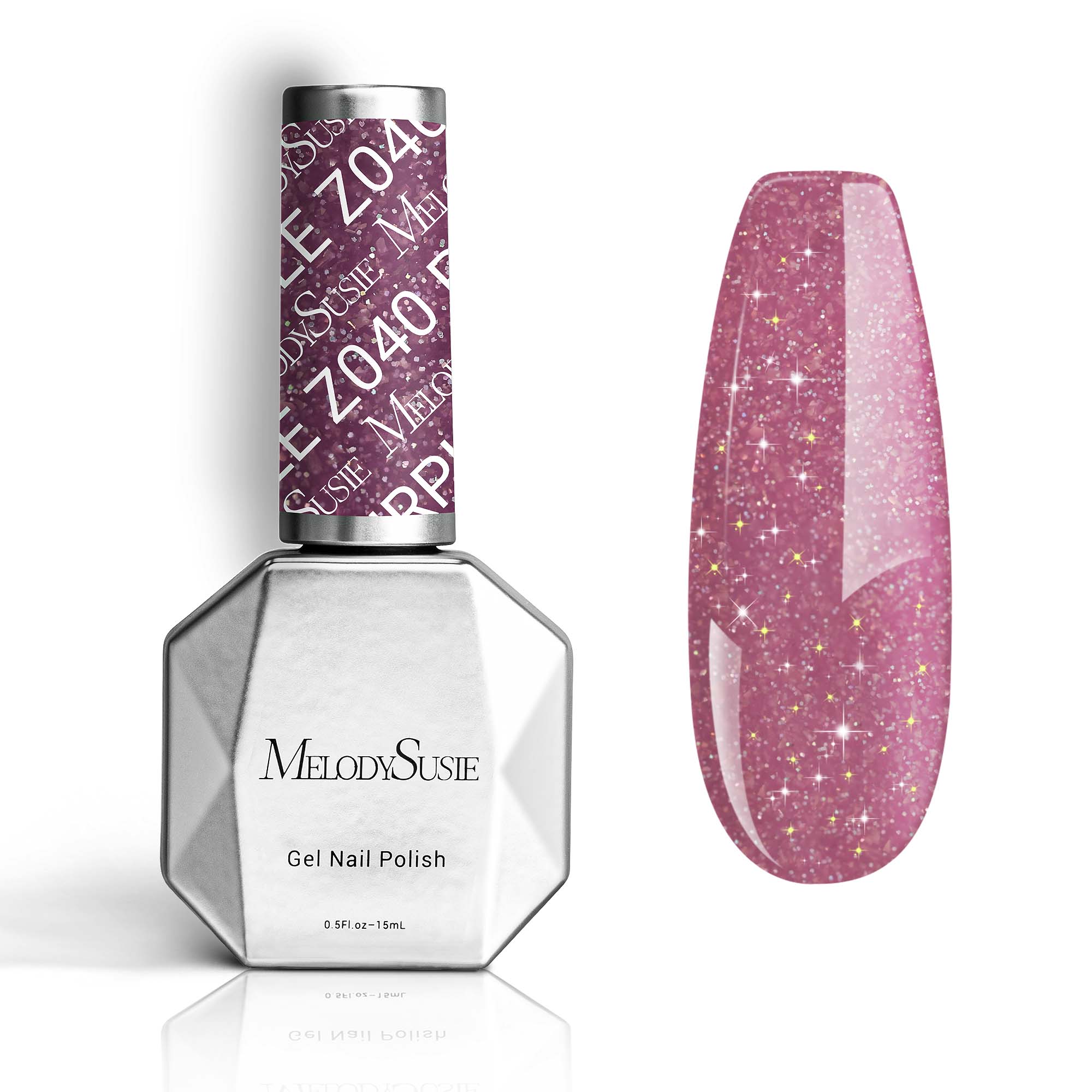 Z040 Pink Pastel Violet Glitter - Gel Nail Polish(15ml)