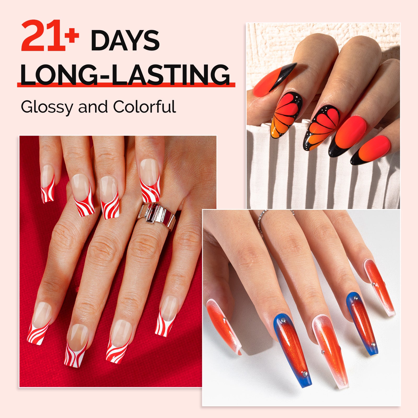 6 Colors TPO-Free Thick Gel Nail Polish Set 15ml - Red