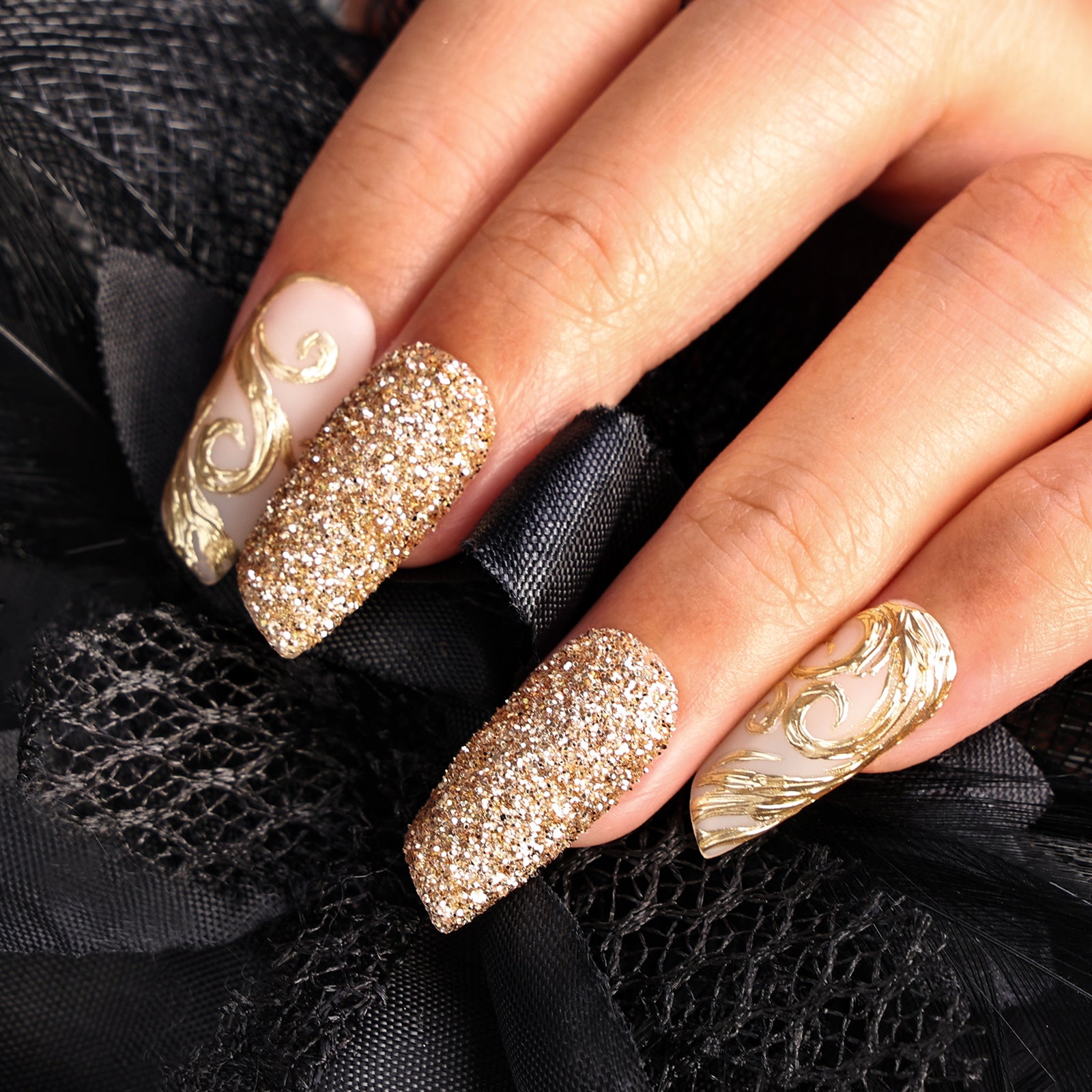 Golden luster Special Short Lipstick Press On Nails | MelodySusie