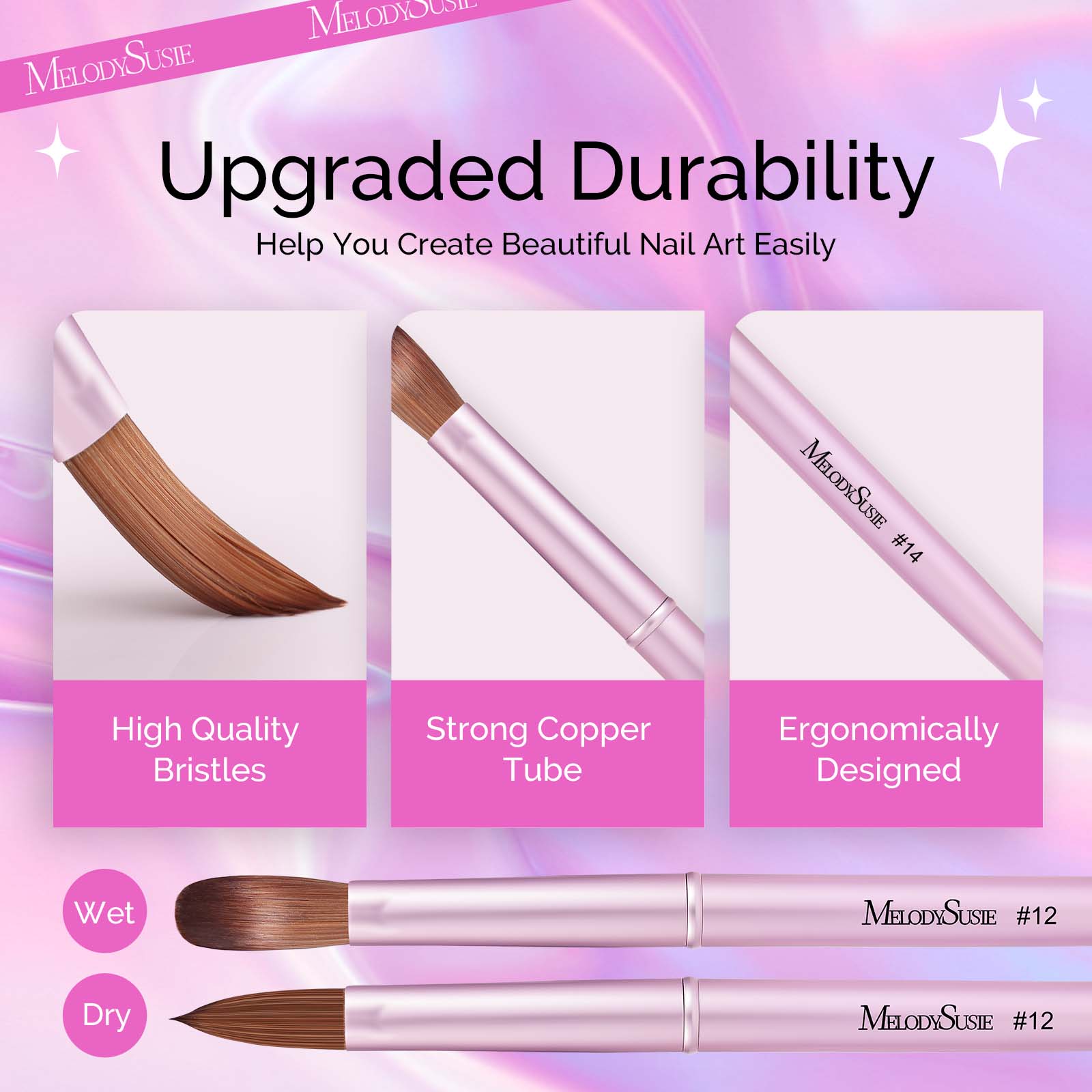 Acrylic Nail Brush Set (4Pcs) - Rose Gold