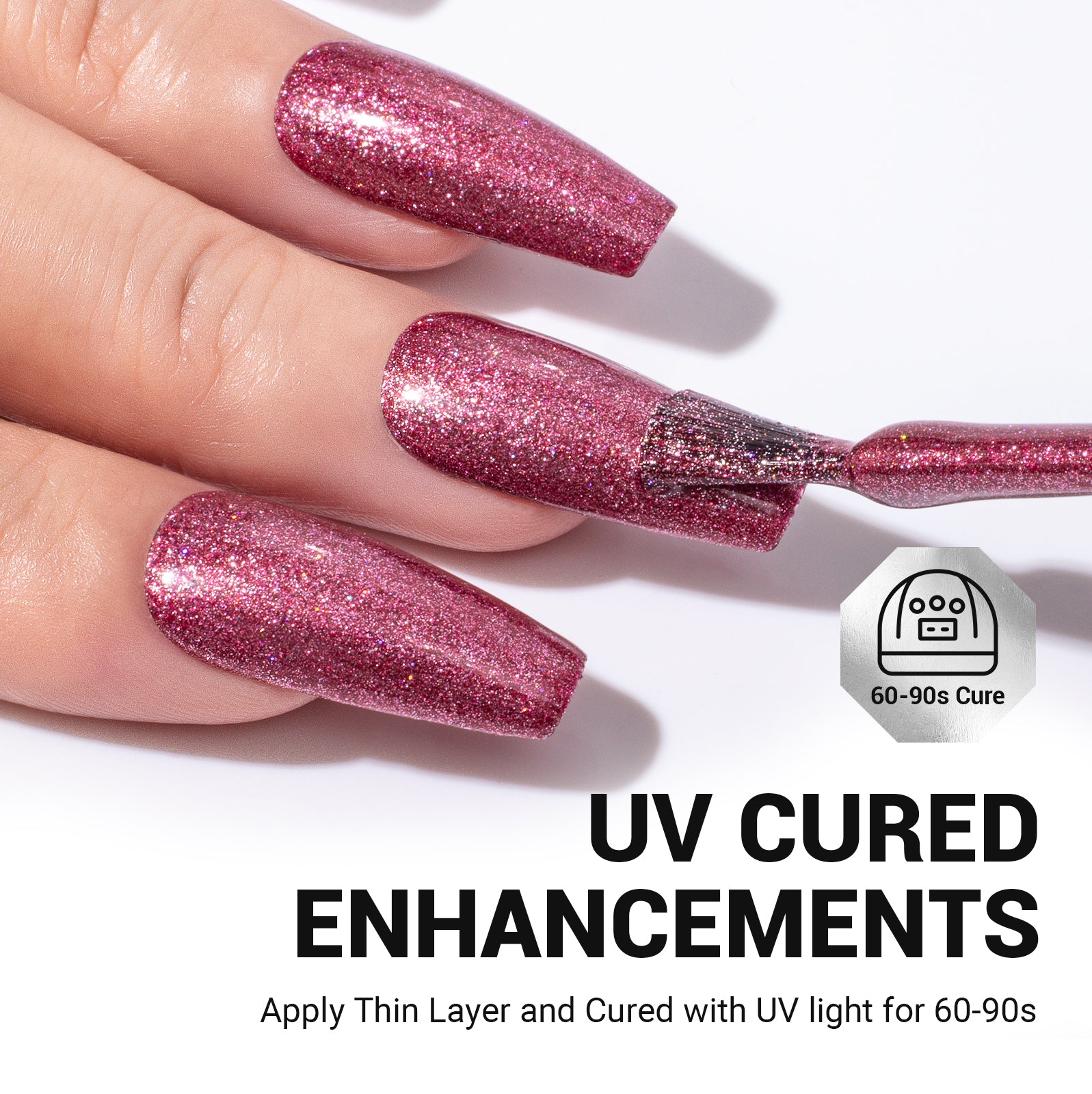 Z201 Strawberry Pink Glitter - TPO-Free Thick Gel Nail Polish(15ml)