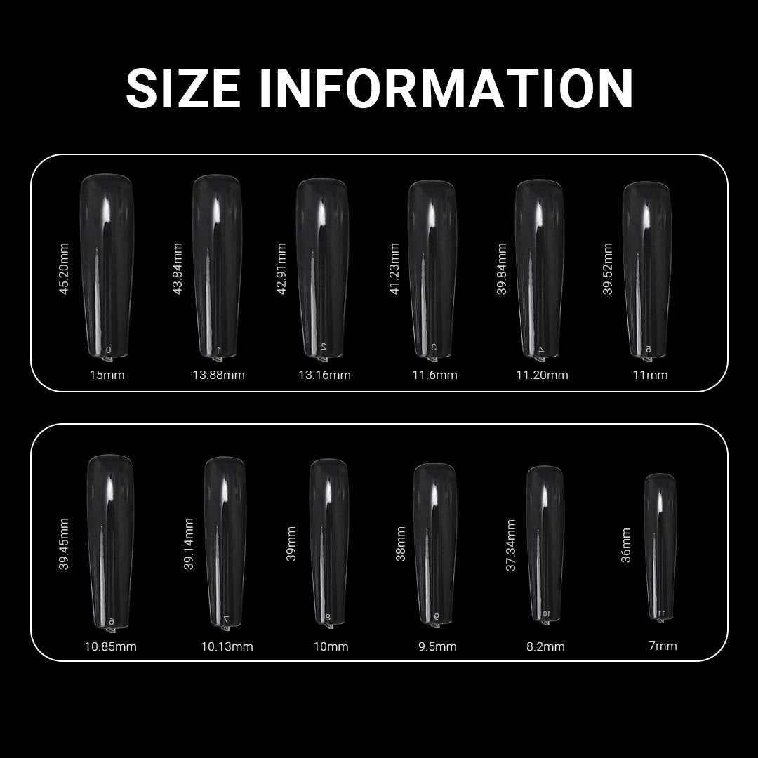 XXL Long Coffin Nail Tips – Clear full Cover